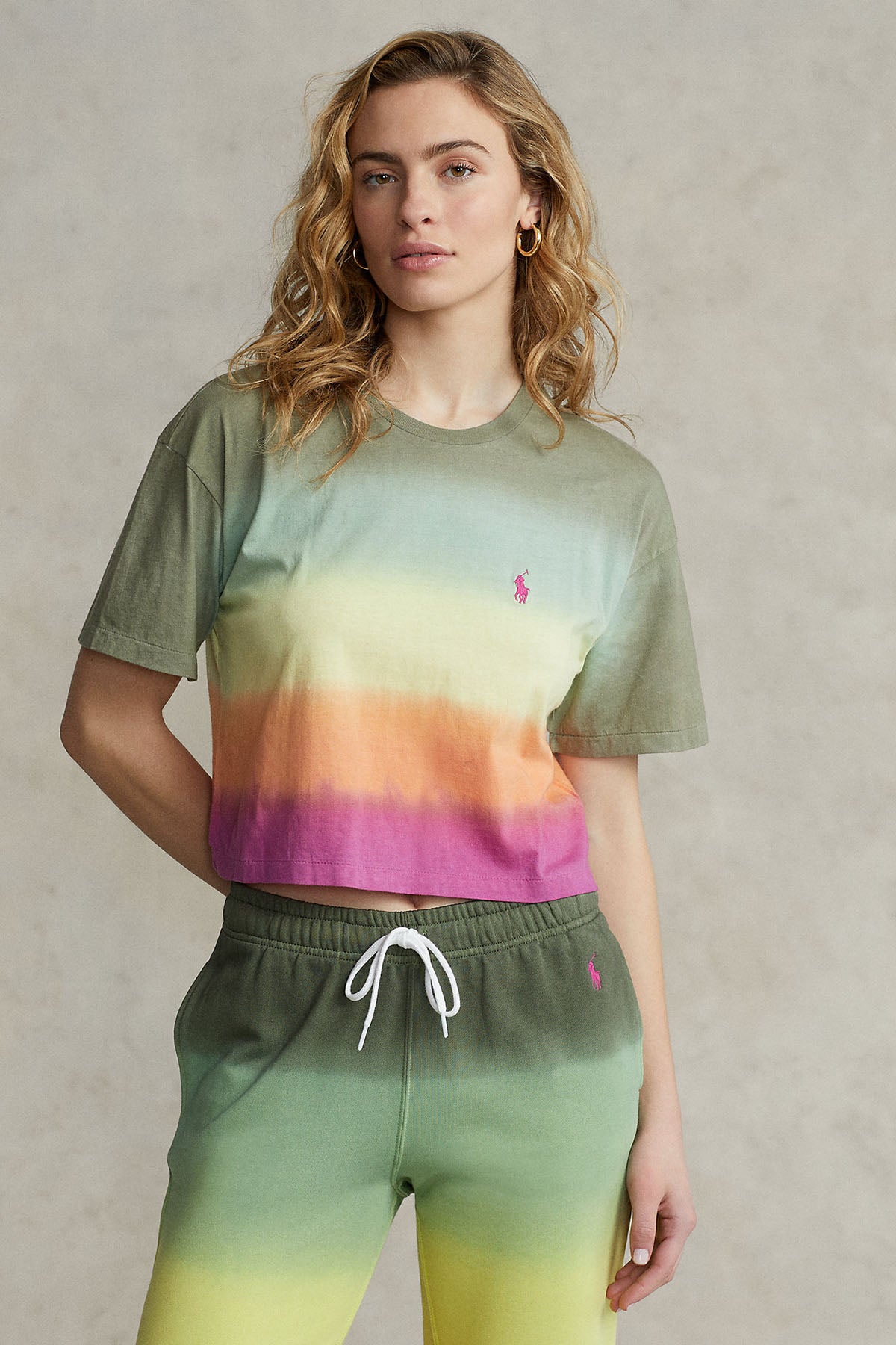 Polo Ralph Lauren Renk Bloklu Crop T-shirt-Libas Trendy Fashion Store