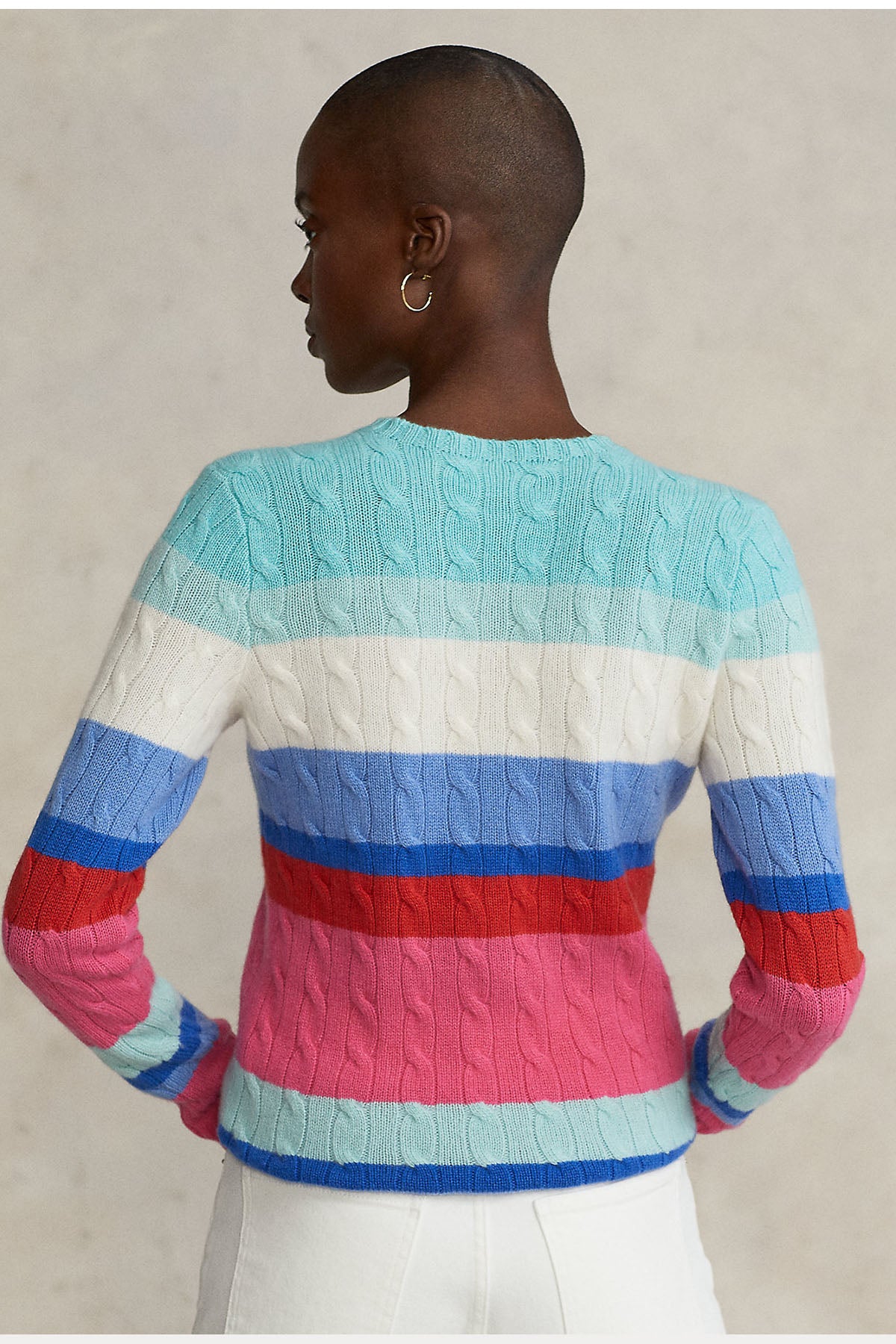 Polo Ralph Lauren Renk Bloklu Saç Örgü Kaşmir Triko-Libas Trendy Fashion Store
