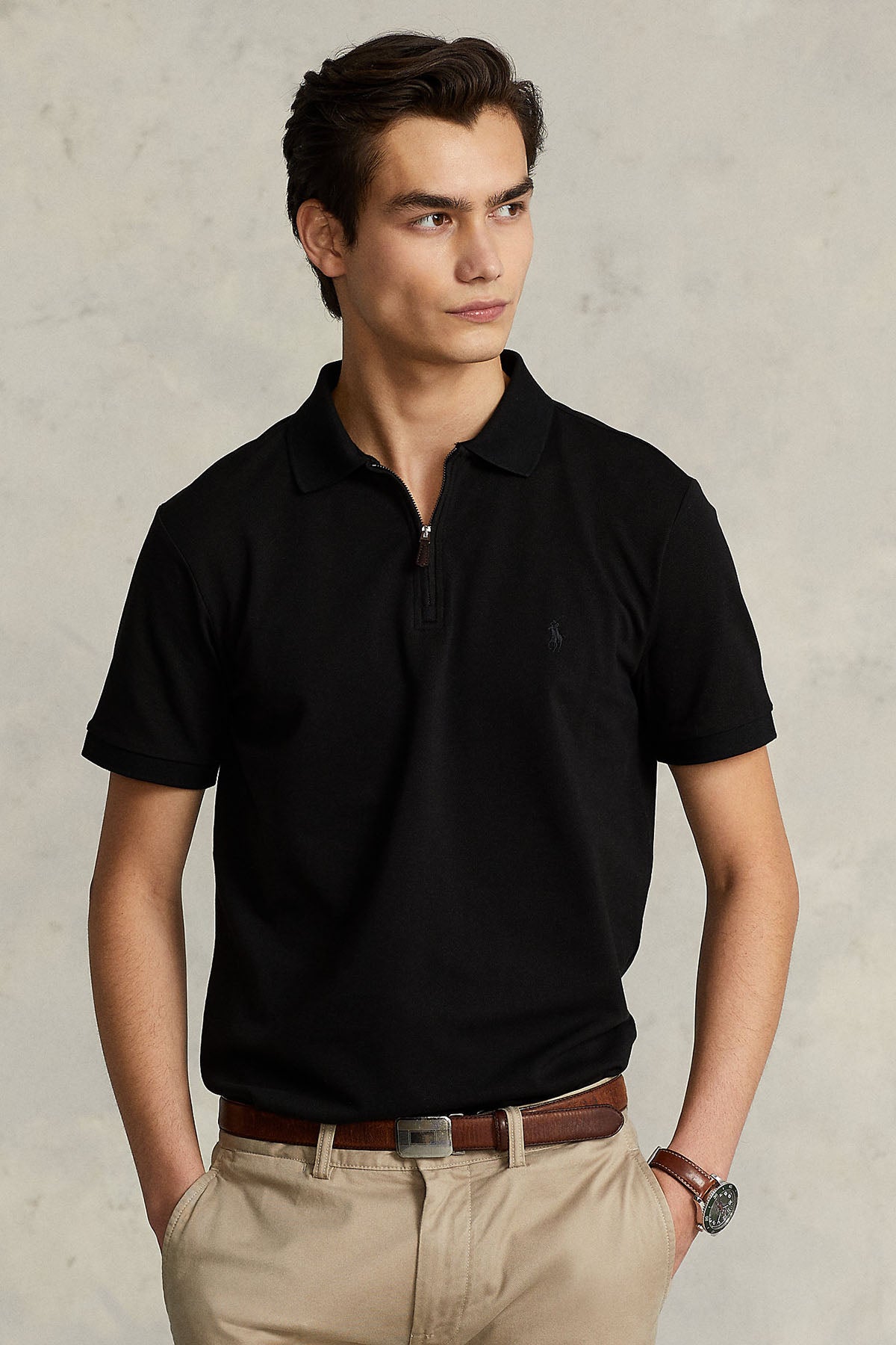 Polo Ralph Lauren Custom Slim Fit Stretch Mesh Fermuarlı Polo Yaka T-shirt-Libas Trendy Fashion Store