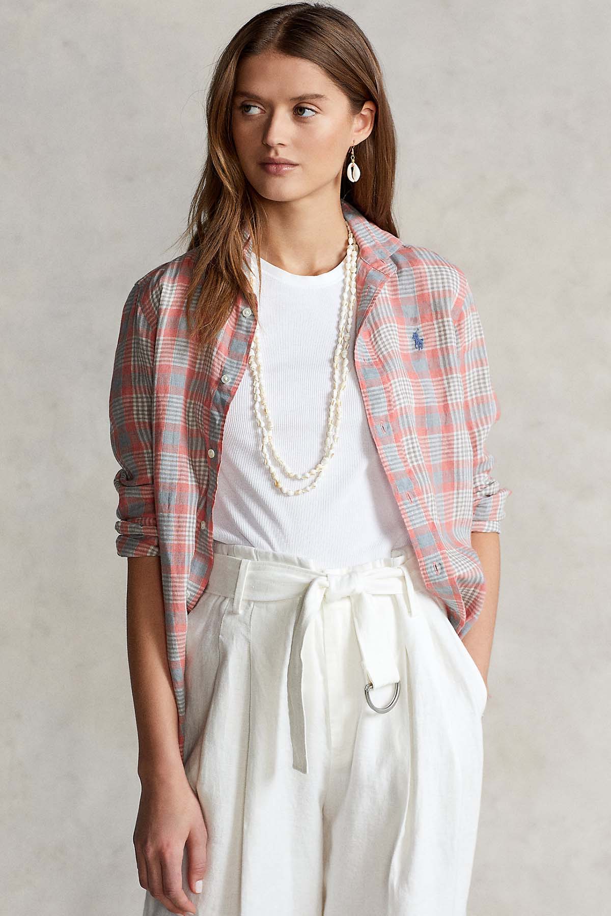 Polo Ralph Lauren Classic Fit Ekoseli Keten Gömlek-Libas Trendy Fashion Store