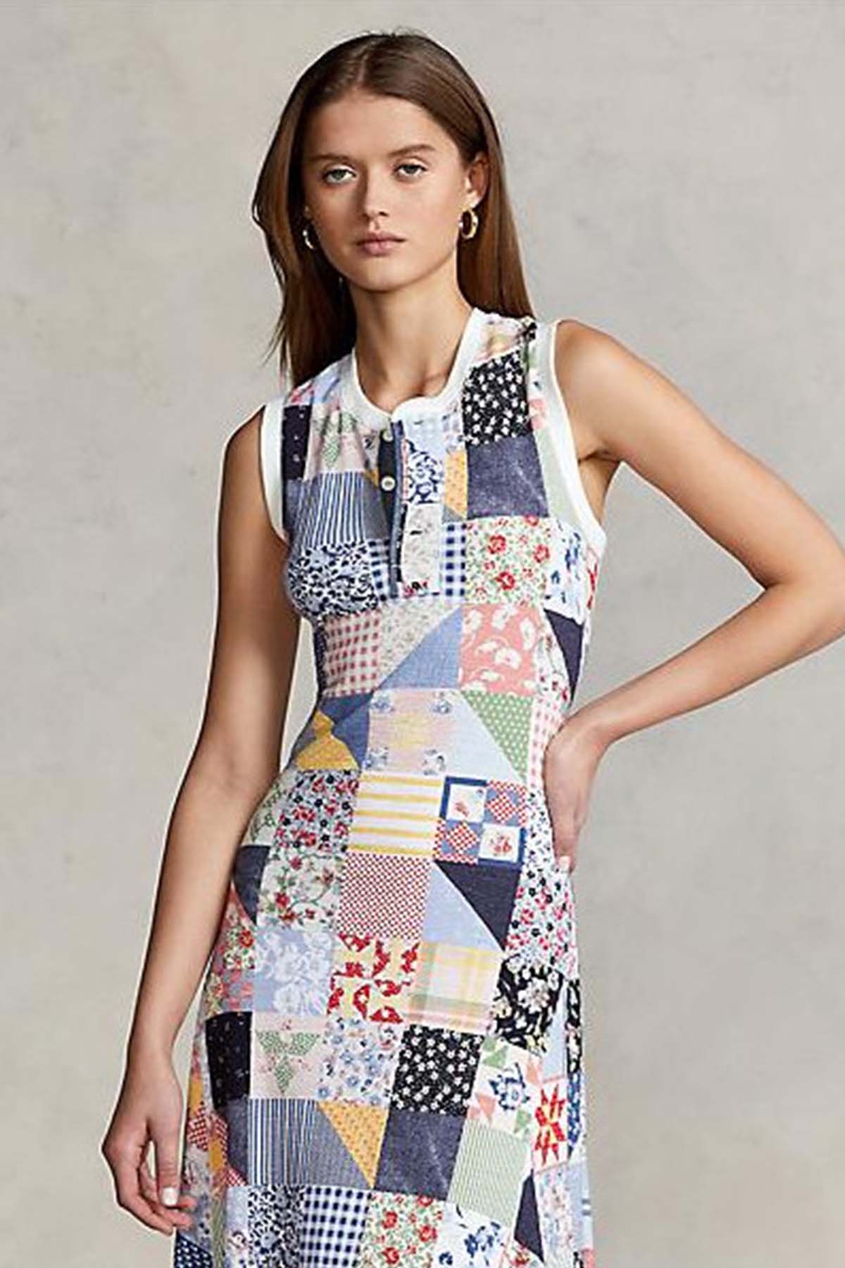 Polo Ralph Lauren Patchwork Desenli Örme Elbise-Libas Trendy Fashion Store