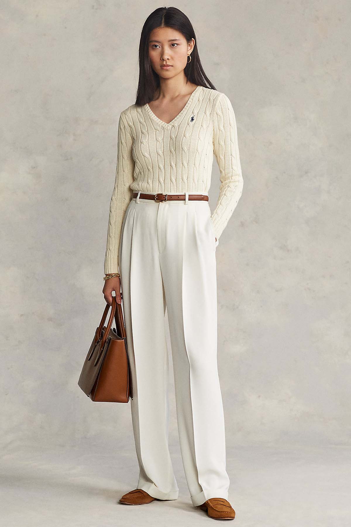 Polo Ralph Lauren Pima Cotton Slim Fit V Yaka Saç Örgü Triko-Libas Trendy Fashion Store