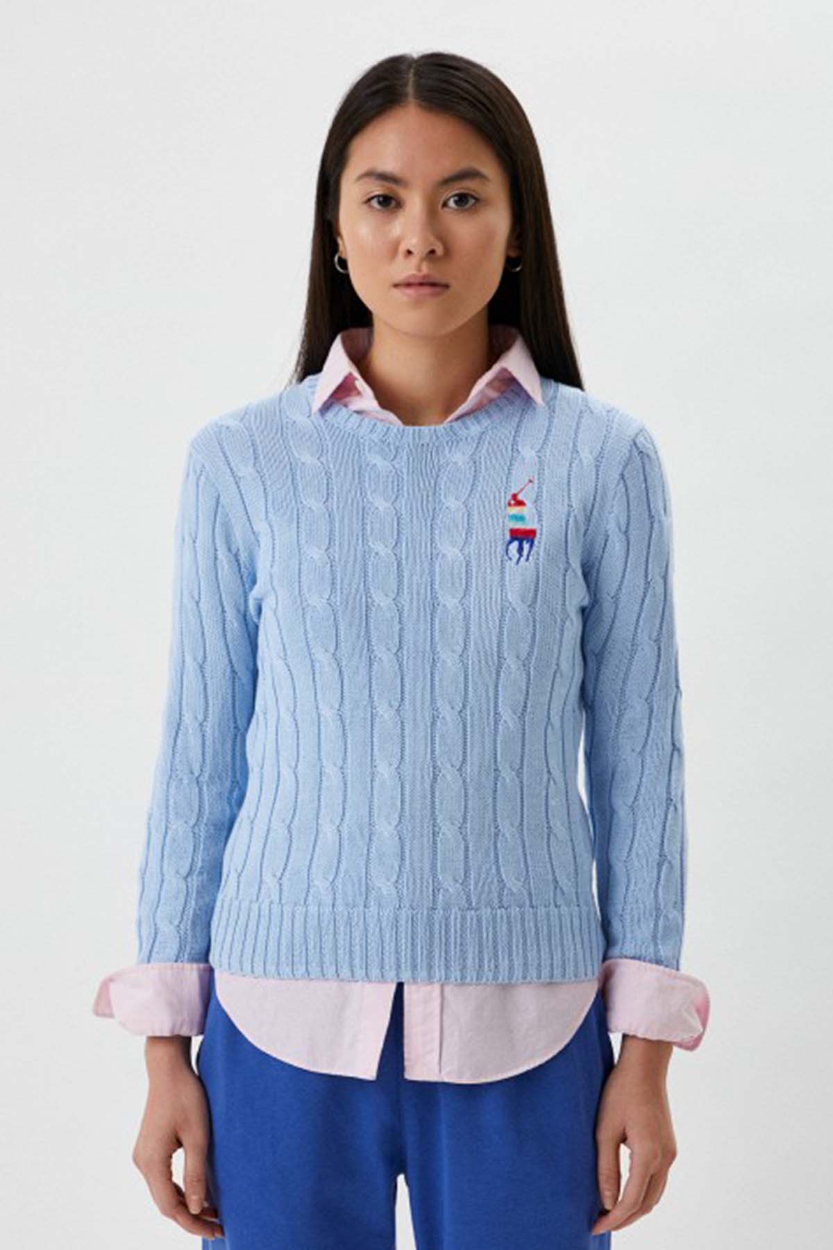 Polo Ralph Lauren Pima Cotton Slim Fit Yuvarlak Yaka Saç Örgü Triko-Libas Trendy Fashion Store