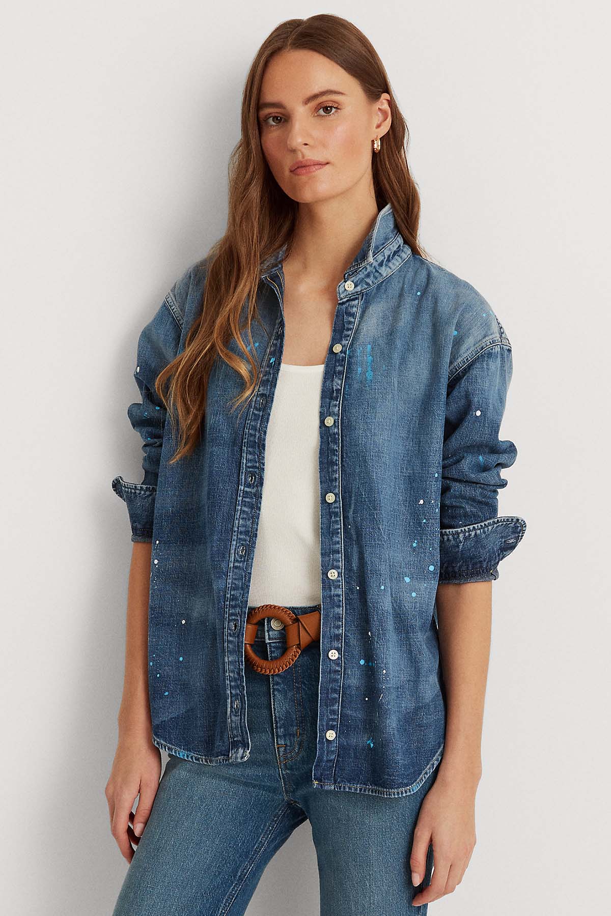 Polo Ralph Lauren Boya Efektli Denim Gömlek-Libas Trendy Fashion Store