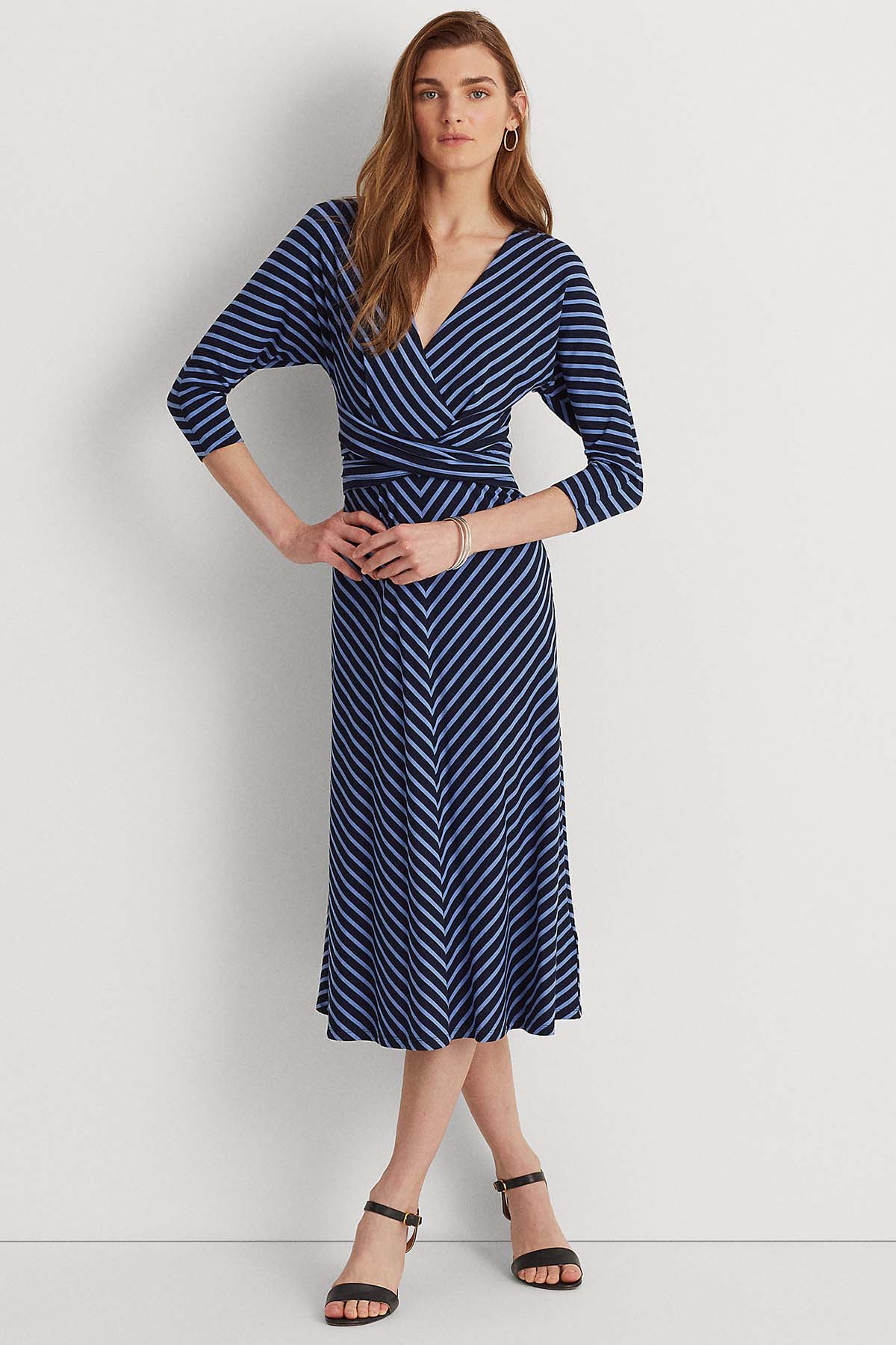 Polo Ralph Lauren Belden Kuşaklı Diagonal Çizgili Elbise-Libas Trendy Fashion Store