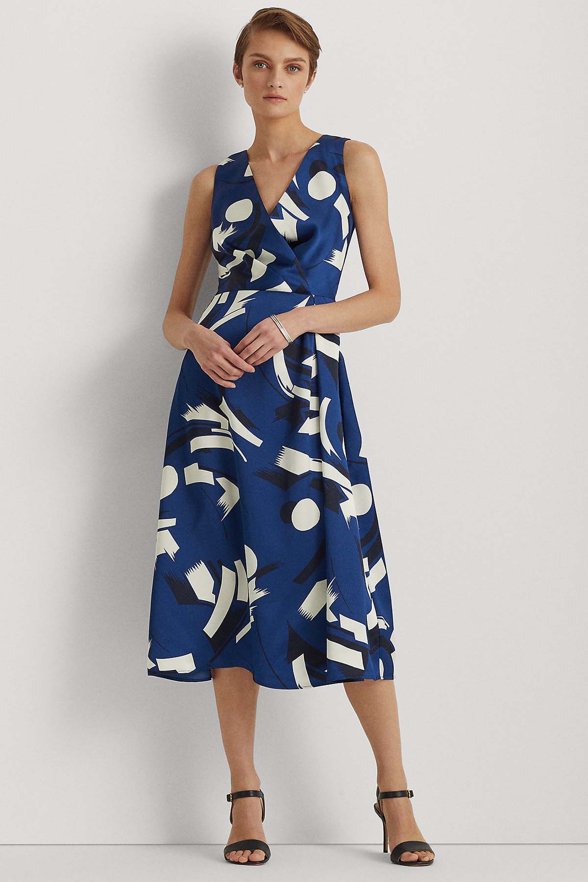 Polo Ralph Lauren Abstract V Yaka Midi Elbise-Libas Trendy Fashion Store