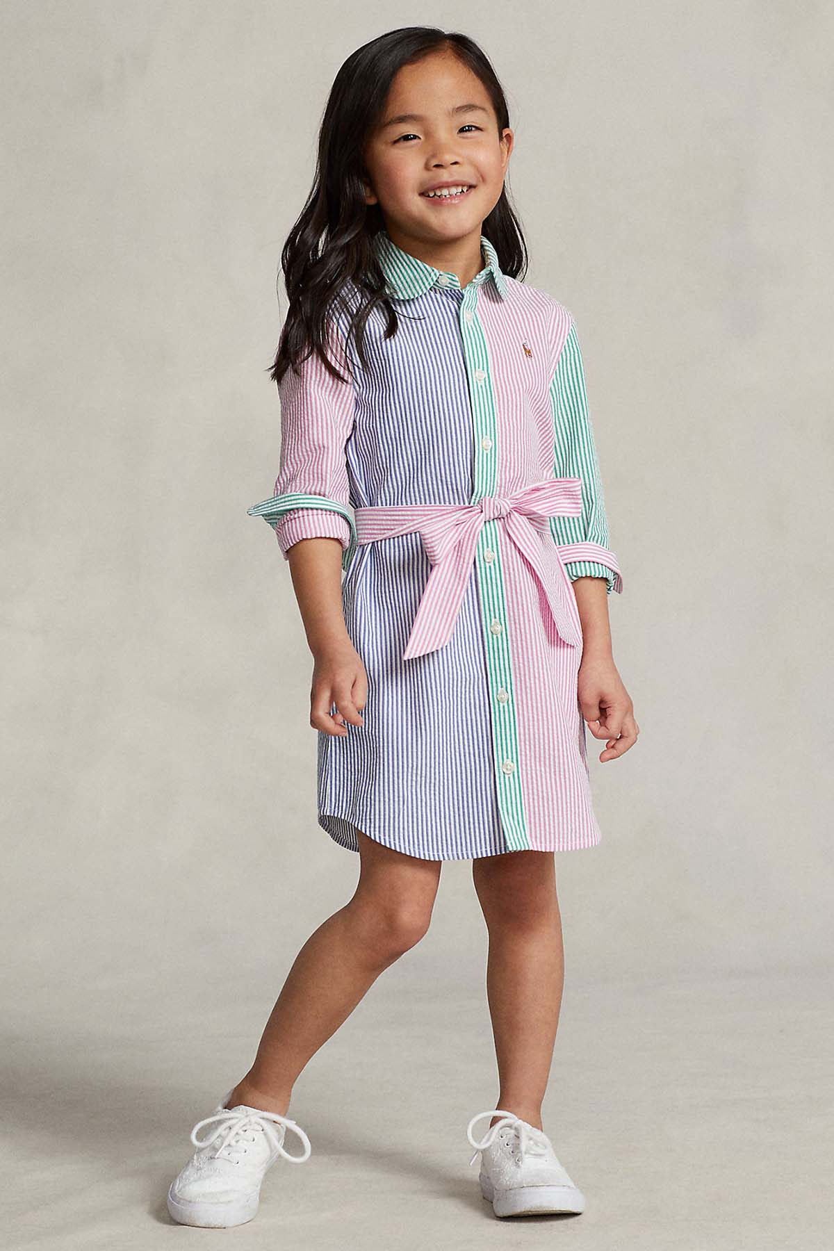 Polo Ralph Lauren Kids 5-6 Yaş Kız Çocuk Kuşaklı Gömlek Elbise-Libas Trendy Fashion Store