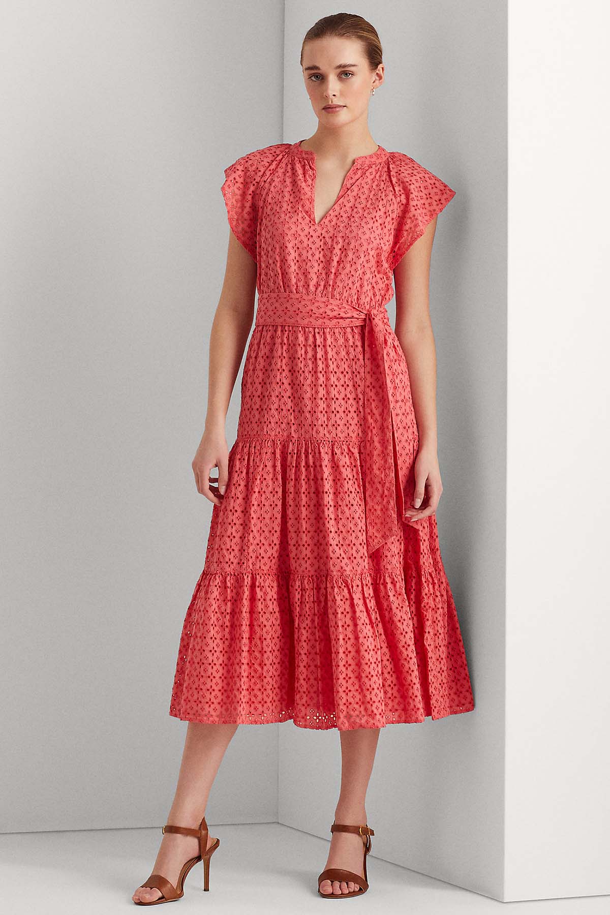 Polo Ralph Lauren Fistolu Belden Kuşaklı Midi Elbise-Libas Trendy Fashion Store