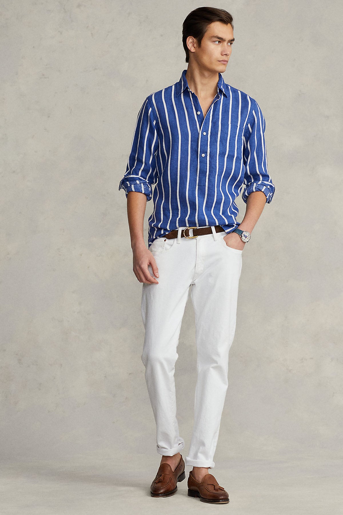 Polo Ralph Lauren Custom Fit Çizgili Keten Gömlek-Libas Trendy Fashion Store