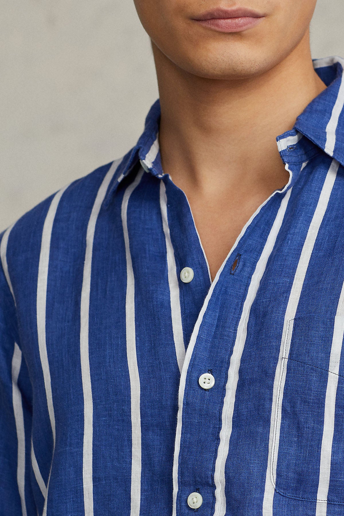 Polo Ralph Lauren Custom Fit Çizgili Keten Gömlek-Libas Trendy Fashion Store