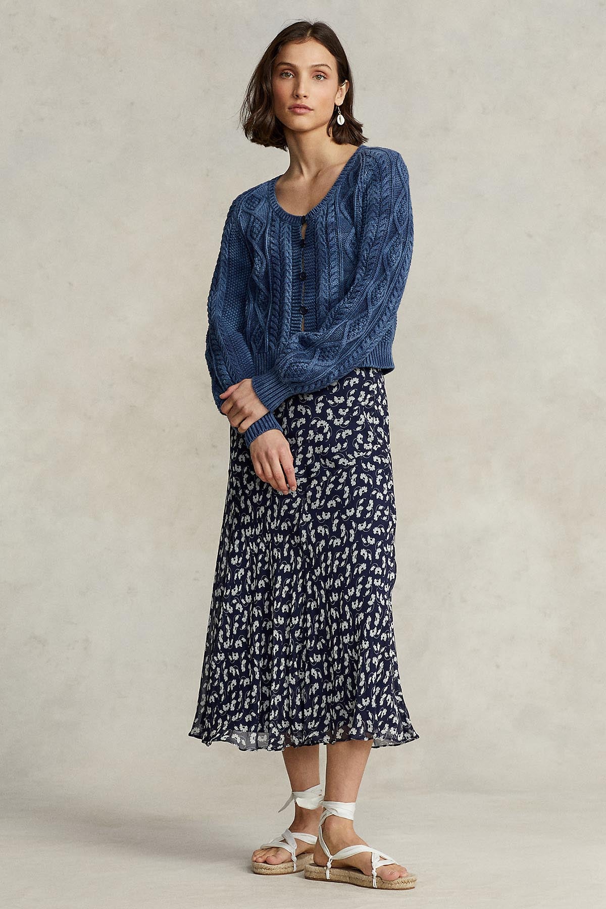 Polo Ralph Lauren Yıkama Efektli Saç Örgü Triko Ceket-Libas Trendy Fashion Store