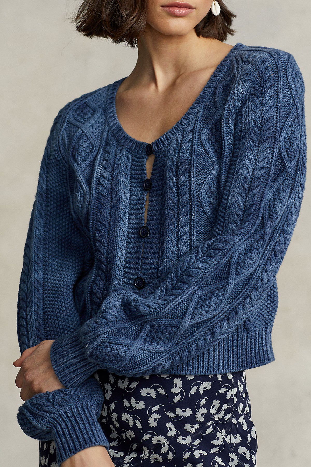 Polo Ralph Lauren Yıkama Efektli Saç Örgü Triko Ceket-Libas Trendy Fashion Store