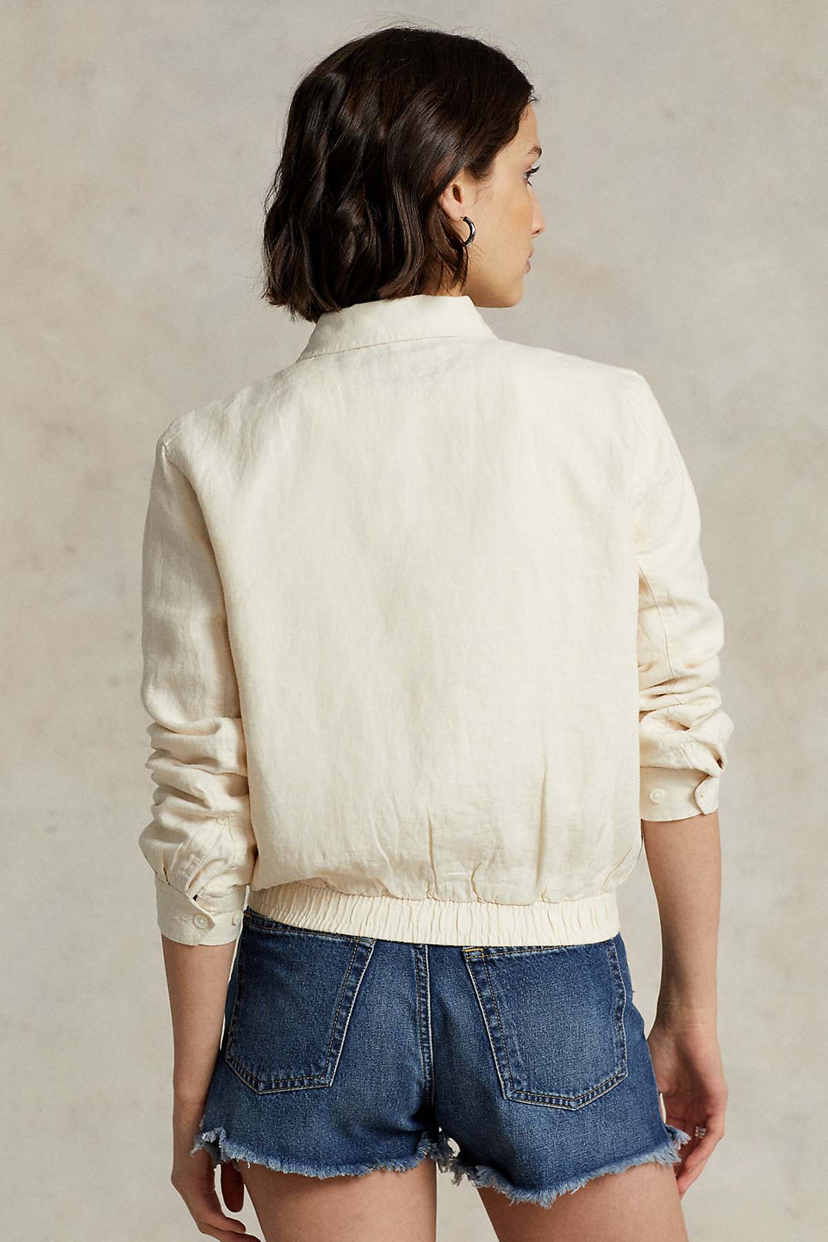 Polo Ralph Lauren Beli Lastikli Fermuarlı Keten Ceket-Libas Trendy Fashion Store