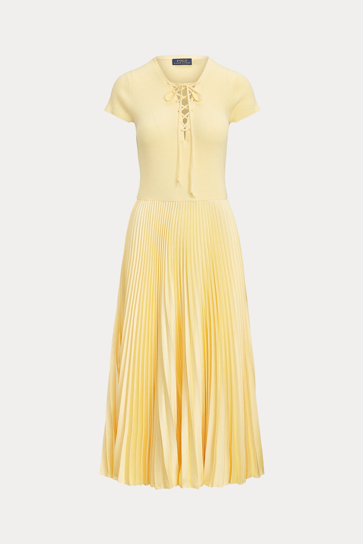 Polo Ralph Lauren Bağlamalı Yaka Piliseli Midi Elbise-Libas Trendy Fashion Store