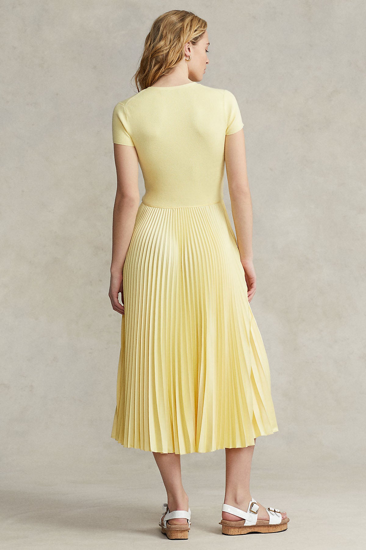 Polo Ralph Lauren Bağlamalı Yaka Piliseli Midi Elbise-Libas Trendy Fashion Store