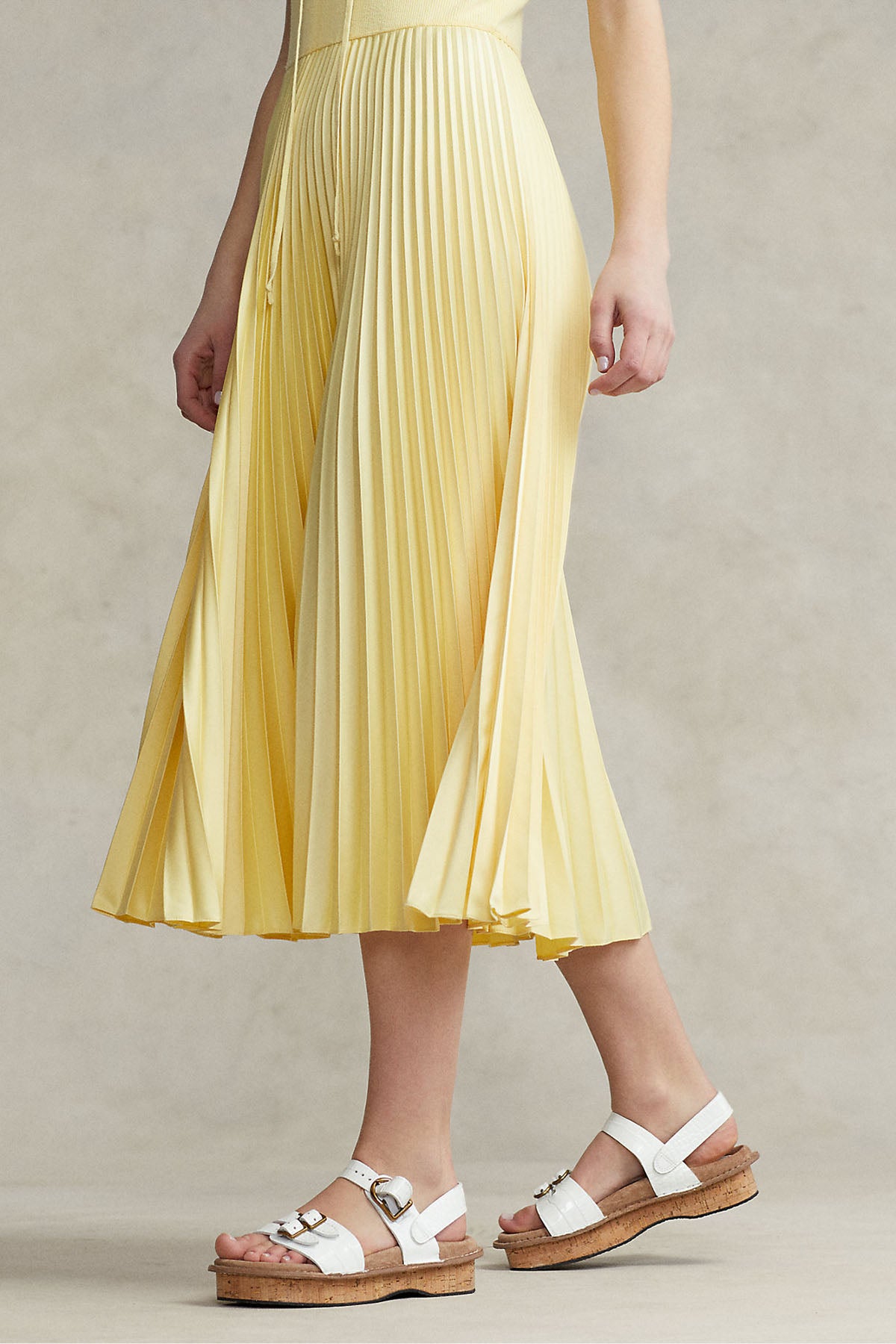 Polo Ralph Lauren Bağlamalı Yaka Piliseli Midi Elbise-Libas Trendy Fashion Store