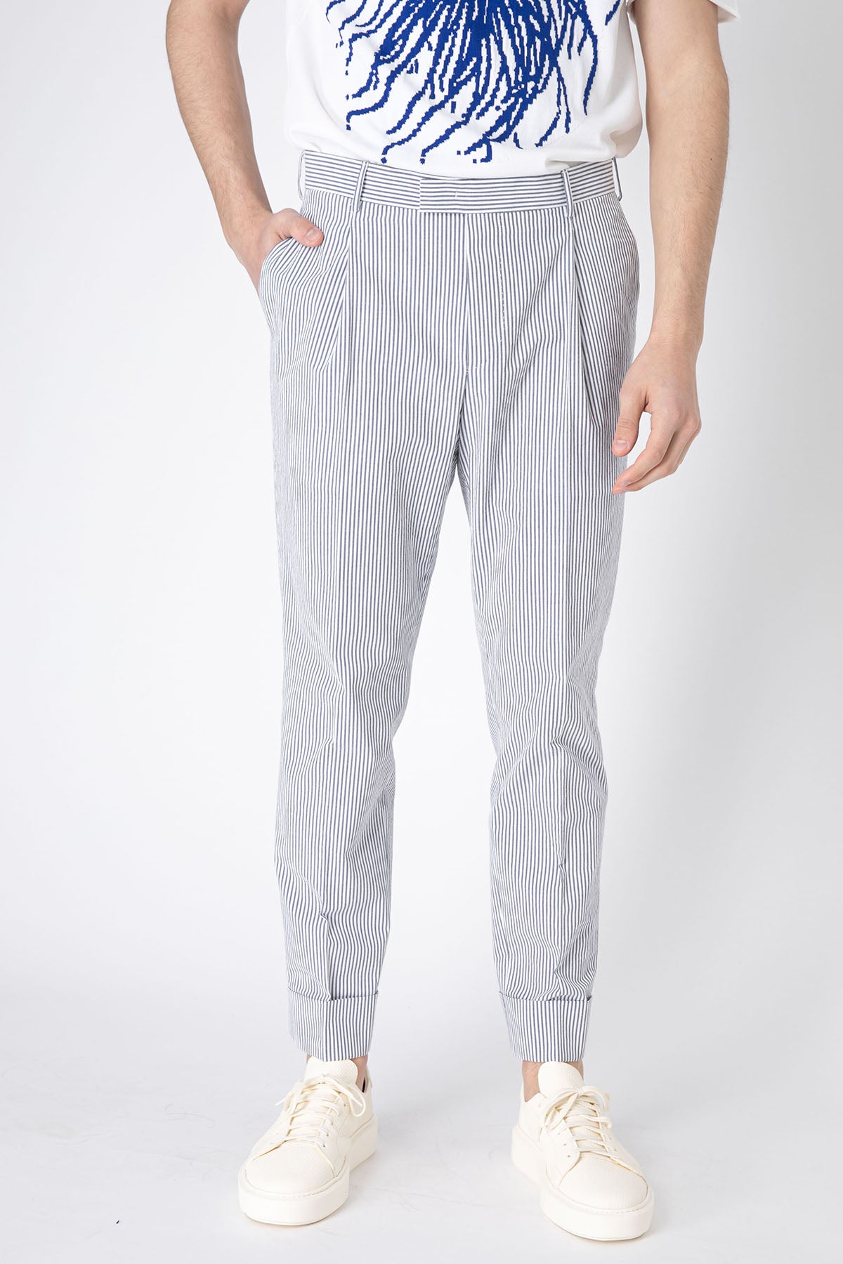 Pantaloni Torino Flicker Tek Pile Çizgili Pantolon-Libas Trendy Fashion Store