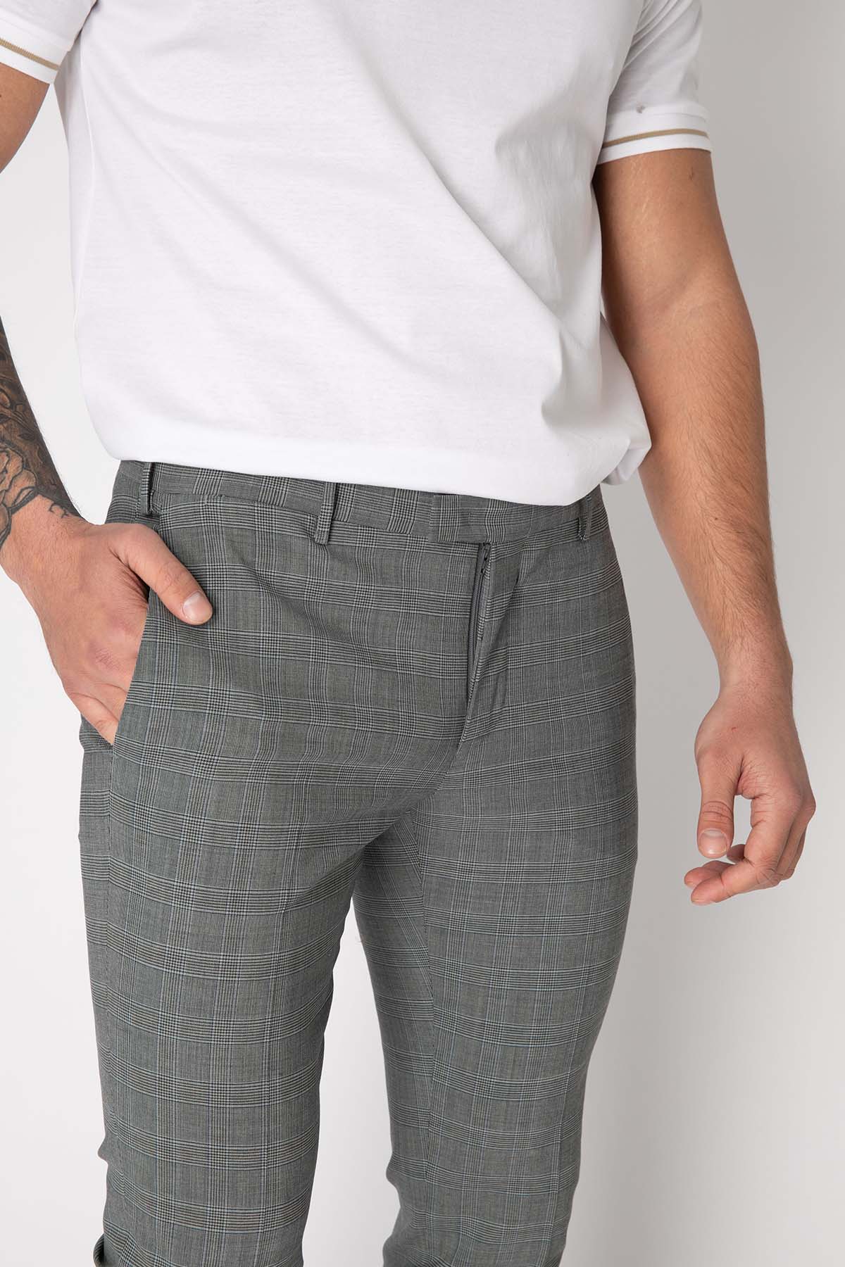 Pantaloni Torino Ekoseli Skinny Fit Streç Pantolon-Libas Trendy Fashion Store