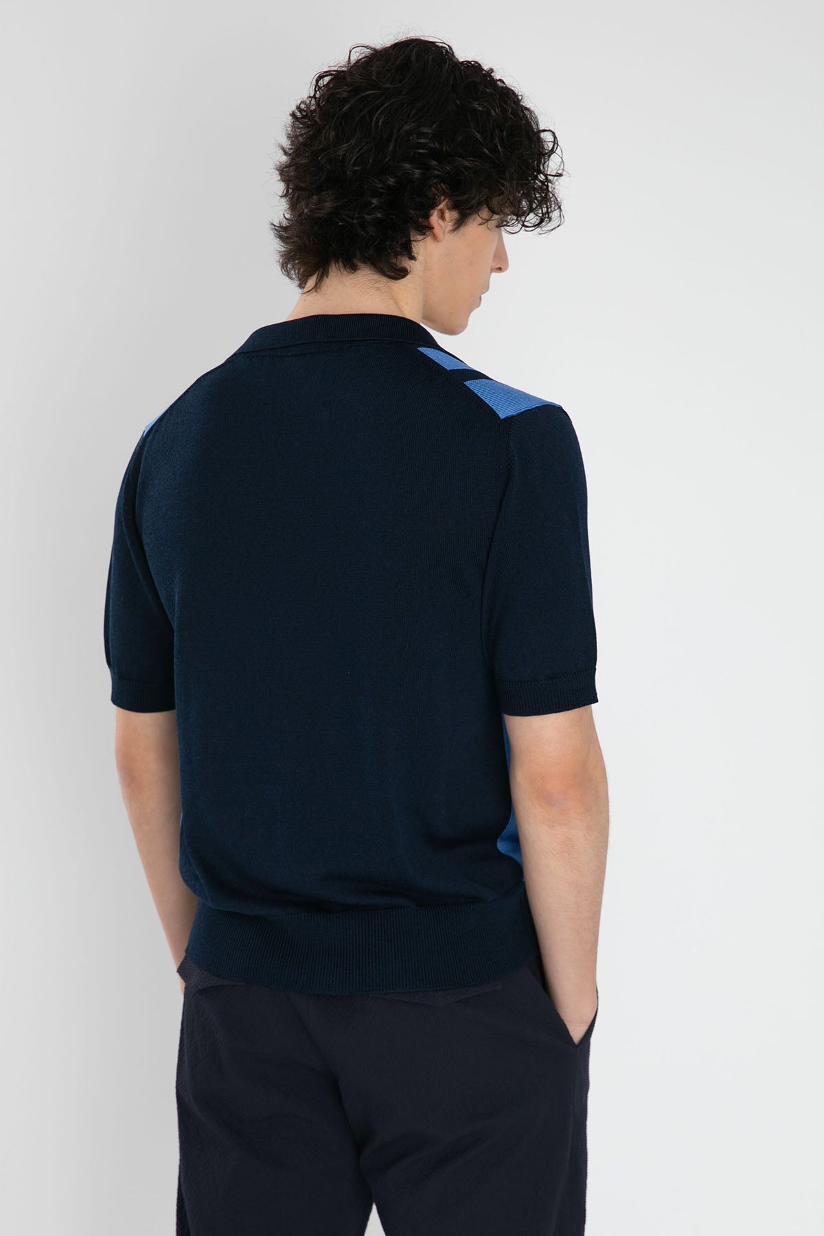 Pantaloni Torino Kamp Yaka Çizgili Örgü Triko Ceket-Libas Trendy Fashion Store