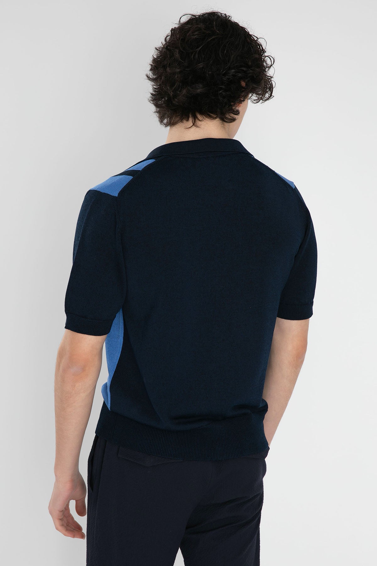 Pantaloni Torino Kamp Yaka Çizgili Örgü Triko Ceket-Libas Trendy Fashion Store