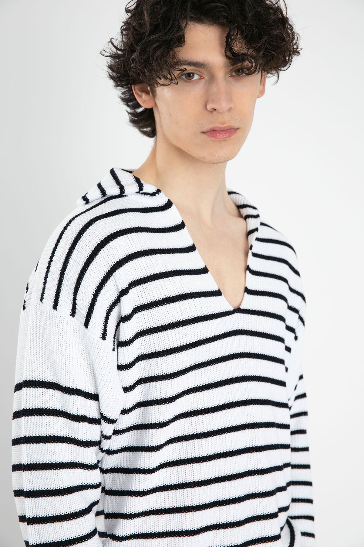 Pantaloni Torino Geniş Kesim Düşük Omuzlu Çizgili Örgü Triko-Libas Trendy Fashion Store