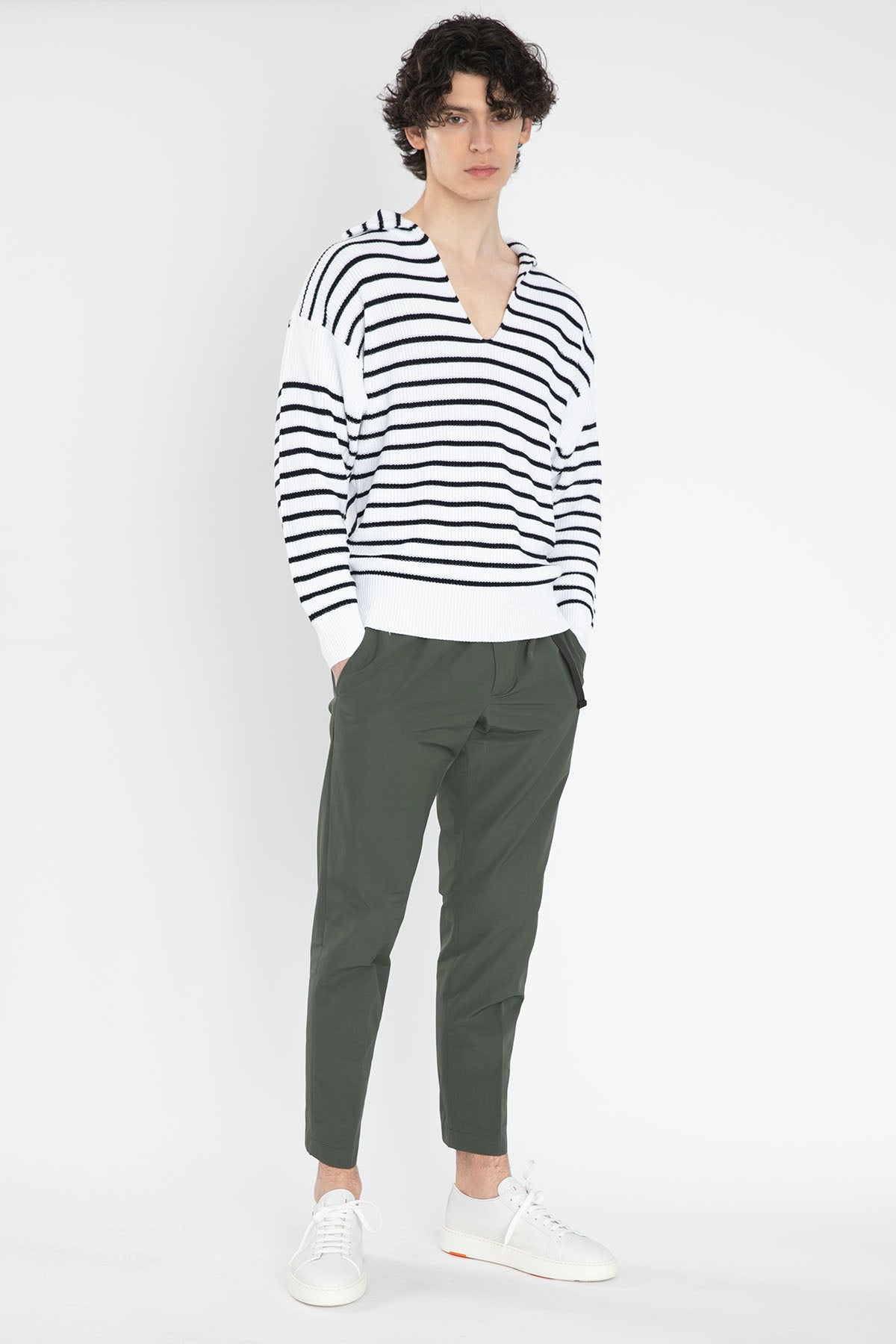 Pantaloni Torino Geniş Kesim Düşük Omuzlu Çizgili Örgü Triko-Libas Trendy Fashion Store