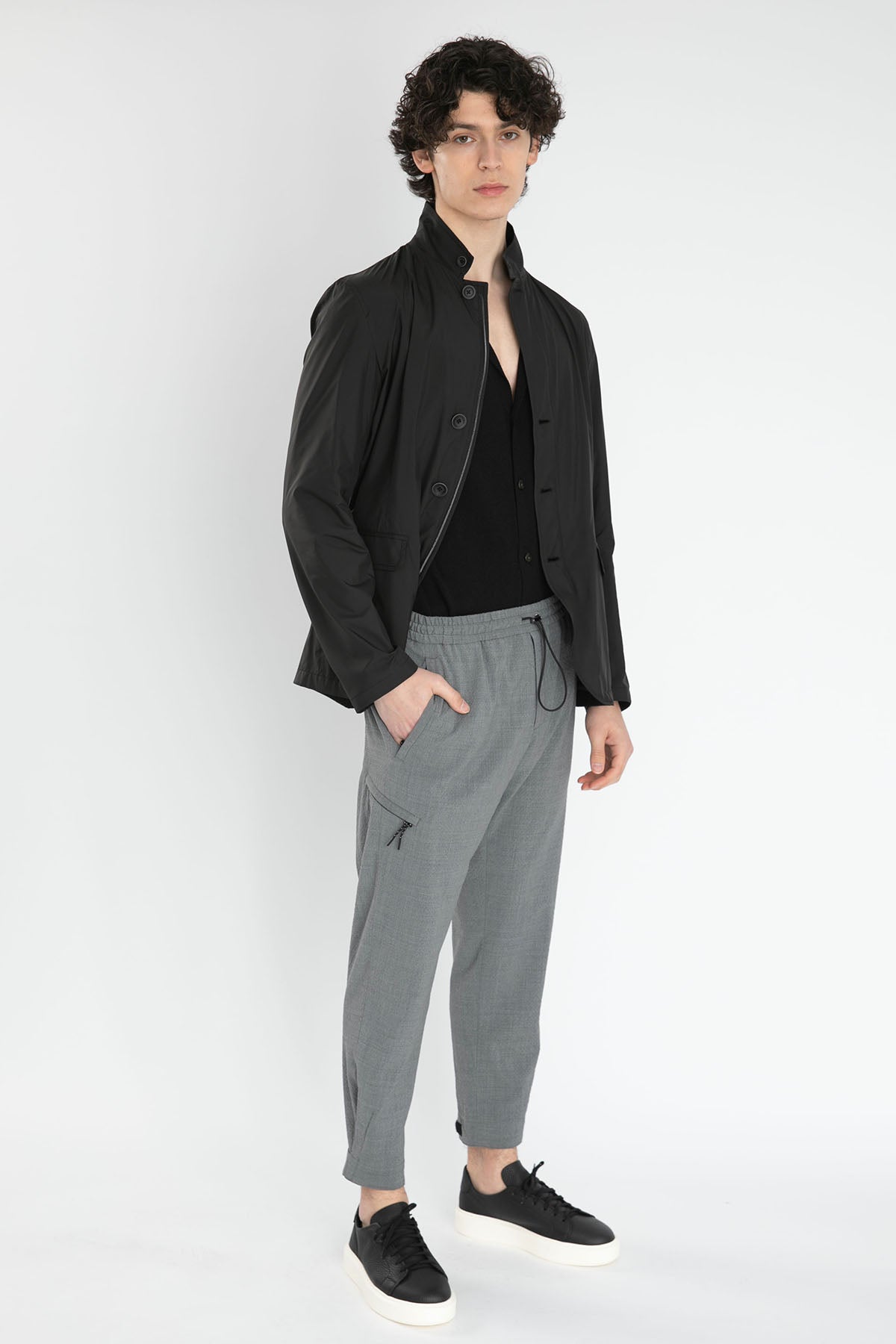 Pantaloni Torino Beli Lastikli Baggy Fit Gofre Kumaş Yün Pantolon-Libas Trendy Fashion Store