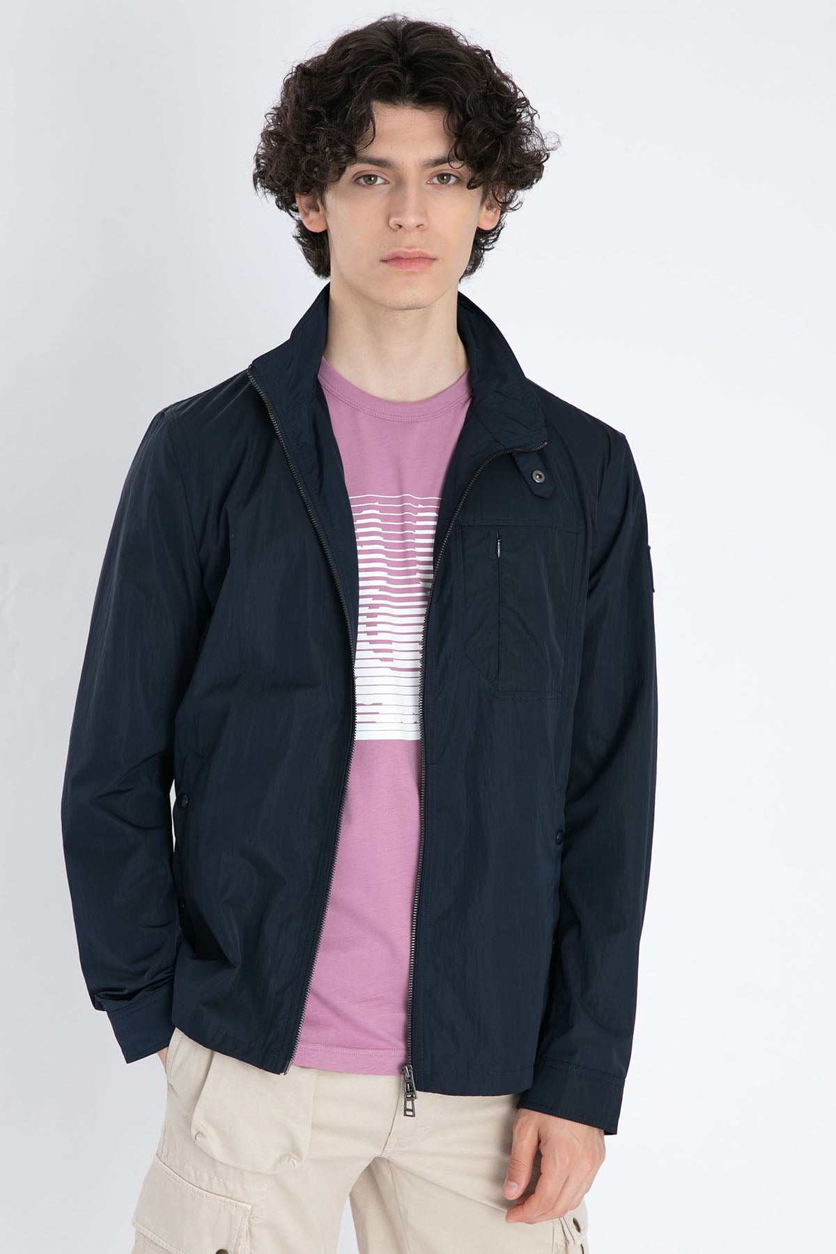 Belstaff Dik Yaka Fermuarlı İnce Mont-Libas Trendy Fashion Store