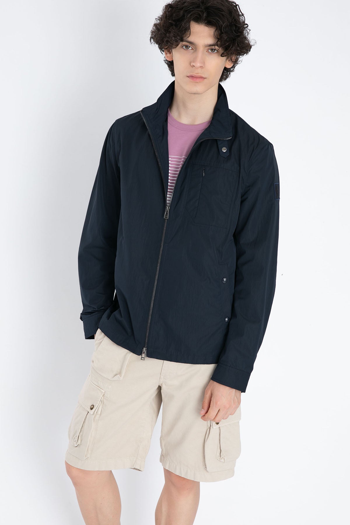 Belstaff Dik Yaka Fermuarlı İnce Mont-Libas Trendy Fashion Store