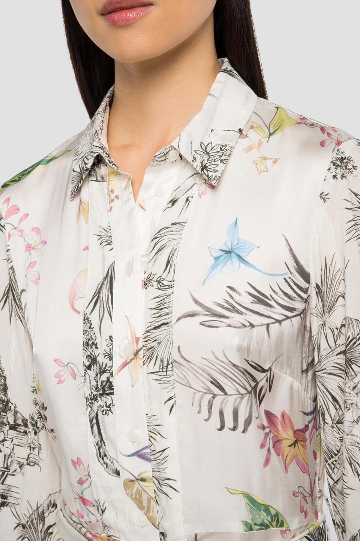 Replay Desenli Belden Kuşaklı Maxi Gömlek Elbise-Libas Trendy Fashion Store