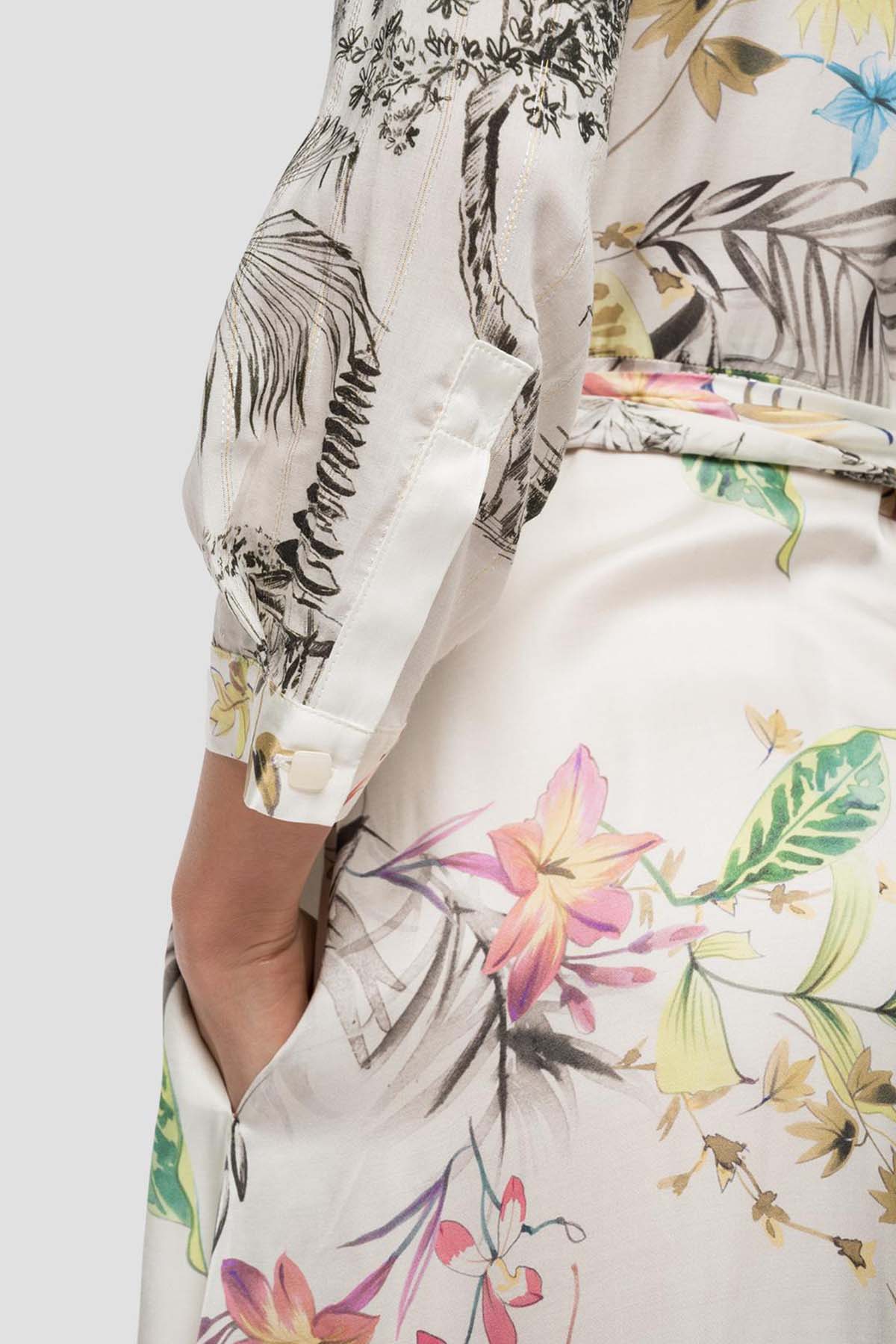 Replay Desenli Belden Kuşaklı Maxi Gömlek Elbise-Libas Trendy Fashion Store