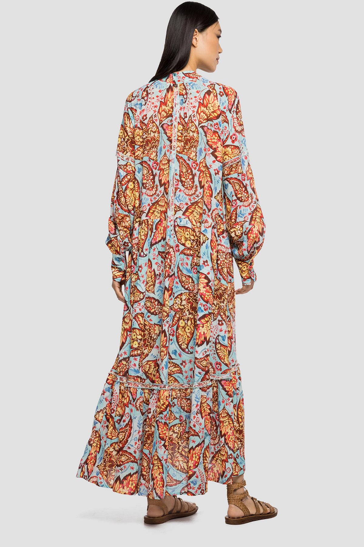 Replay Hakim Yaka Desenli Maxi Elbise-Libas Trendy Fashion Store