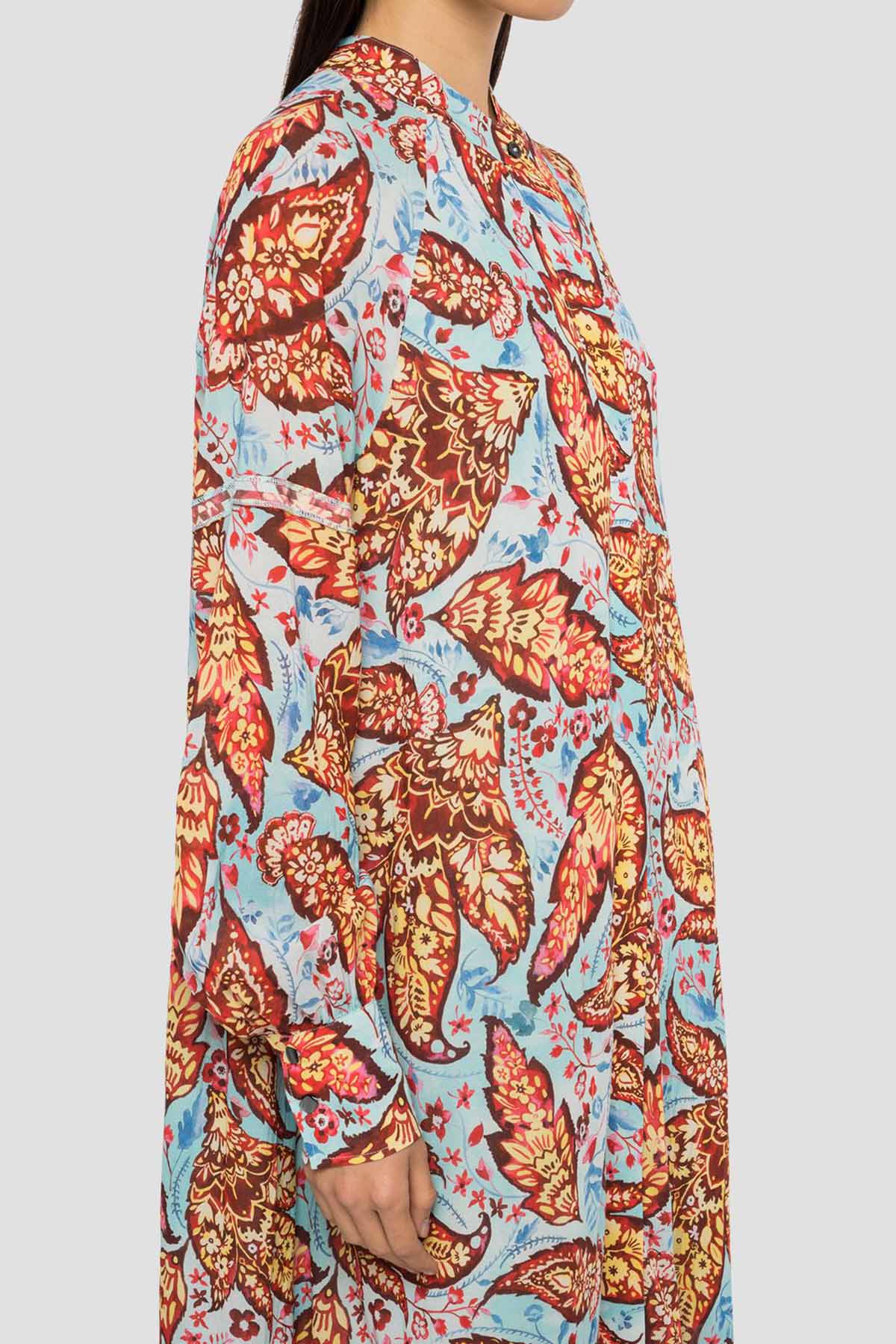 Replay Hakim Yaka Desenli Maxi Elbise-Libas Trendy Fashion Store