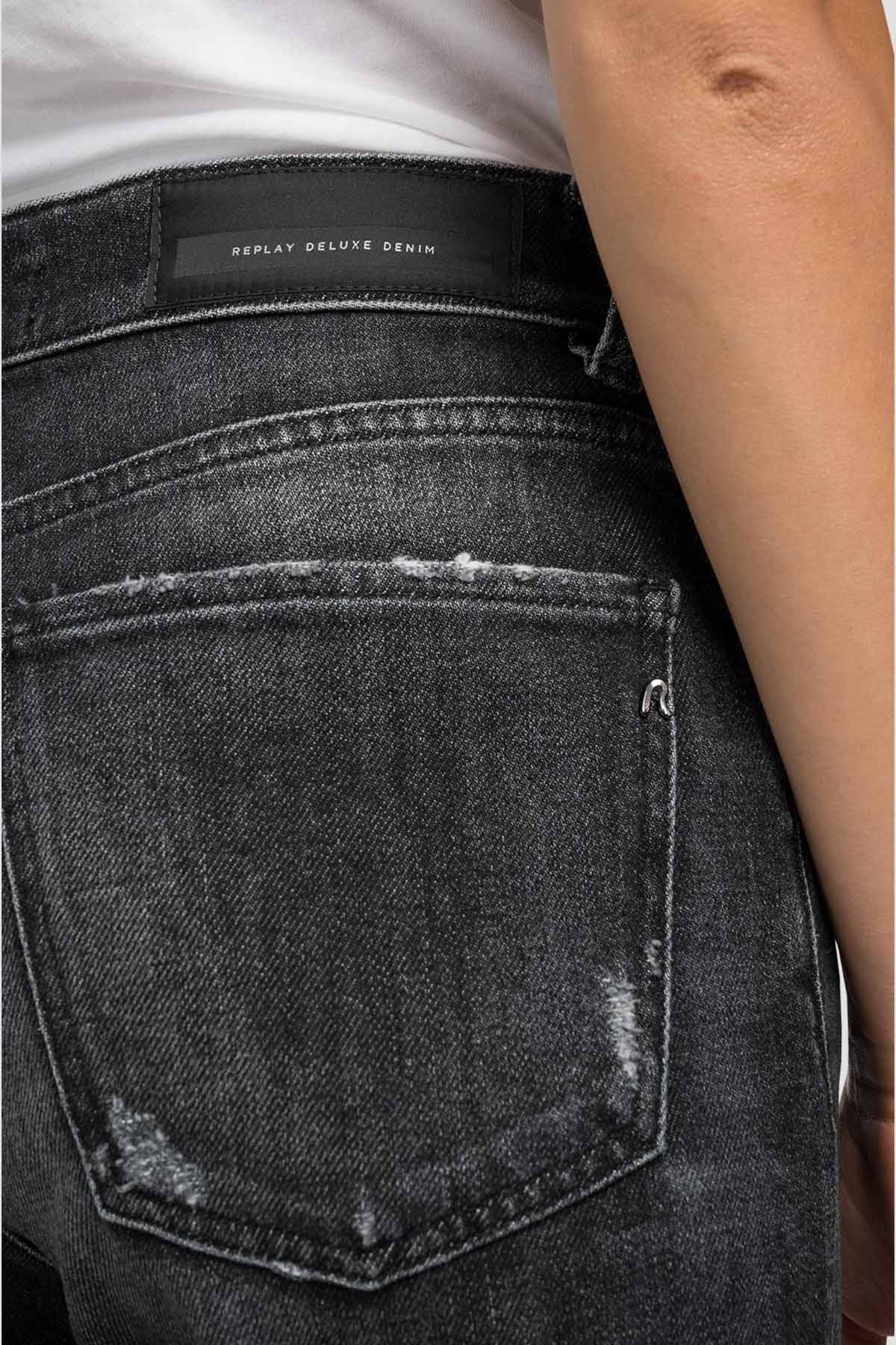 Replay Maijke Straight Crop Fit Yüksek Bel Streç Jeans-Libas Trendy Fashion Store