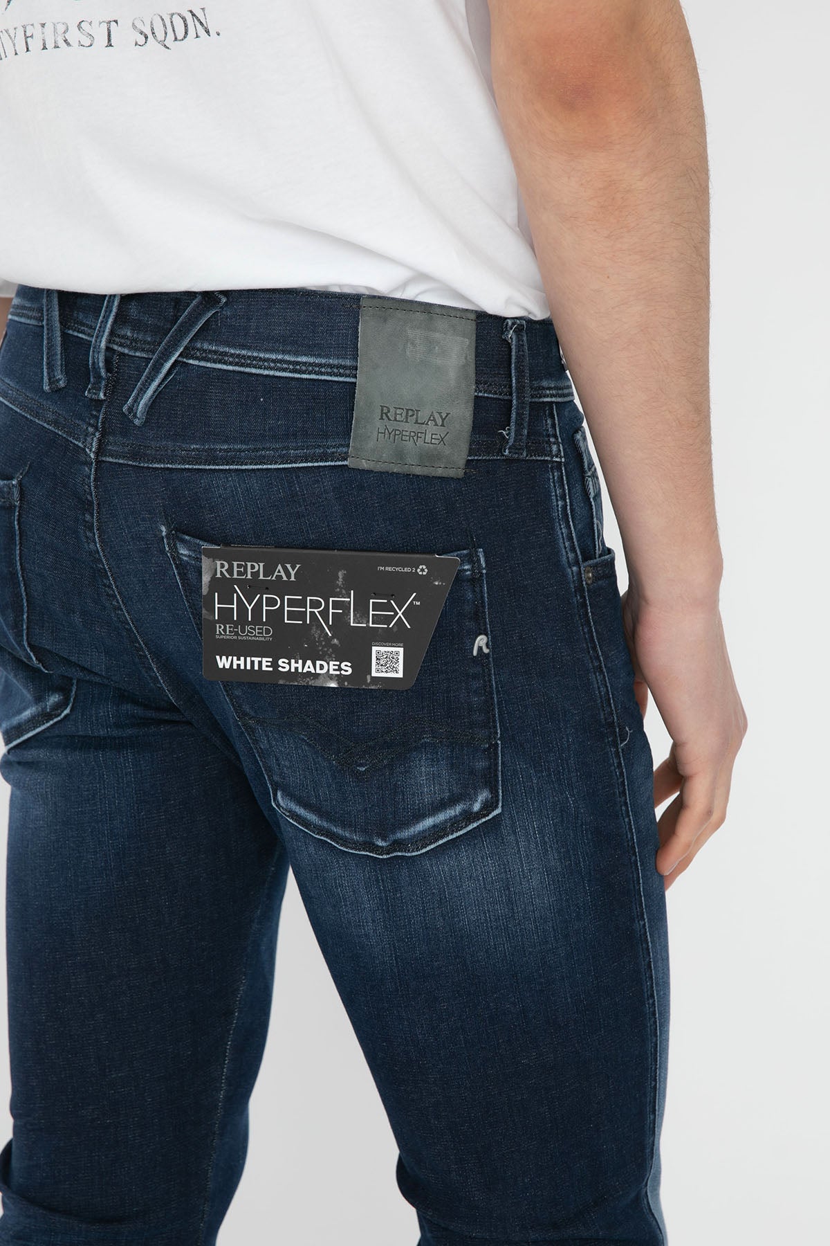 Replay Hyperflex Re-Used White Shades Anbass Slim Fit Jeans-Libas Trendy Fashion Store