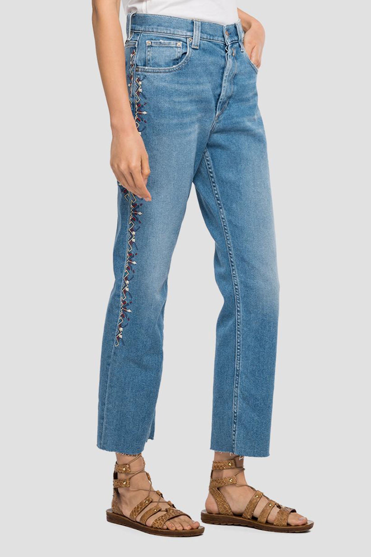 Replay Maijke Cropped Straight Fit Yüksek Bel Jeans-Libas Trendy Fashion Store