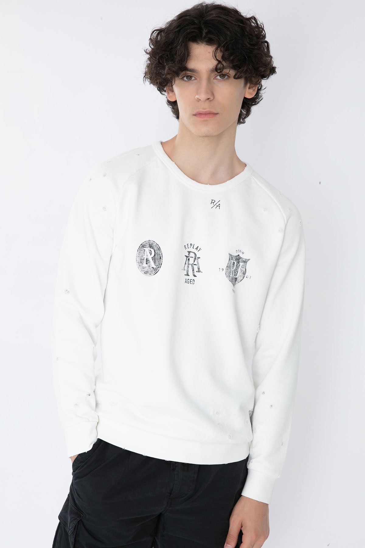 Replay Eskitme Detaylı Yuvarlak Yaka Logolu Sweatshirt-Libas Trendy Fashion Store