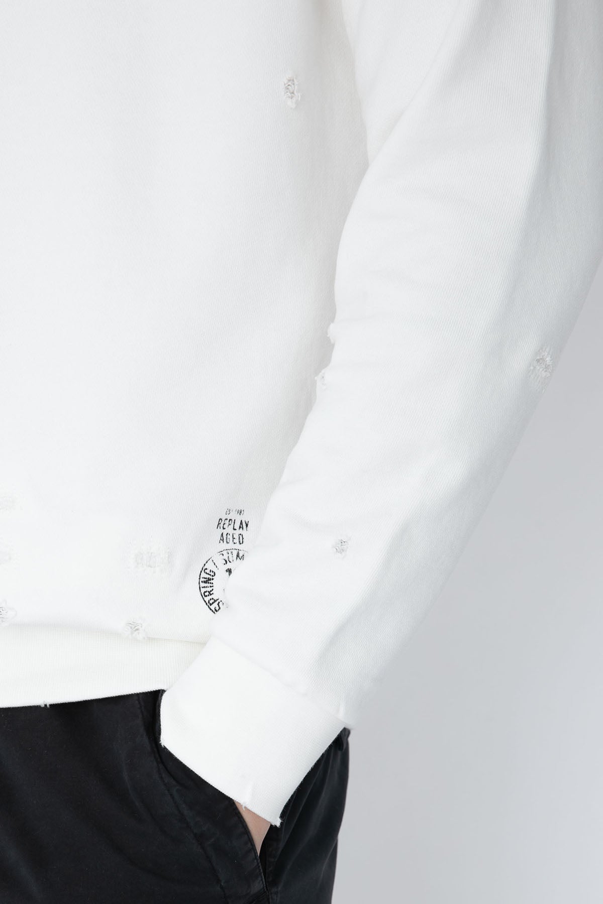 Replay Eskitme Detaylı Yuvarlak Yaka Logolu Sweatshirt-Libas Trendy Fashion Store