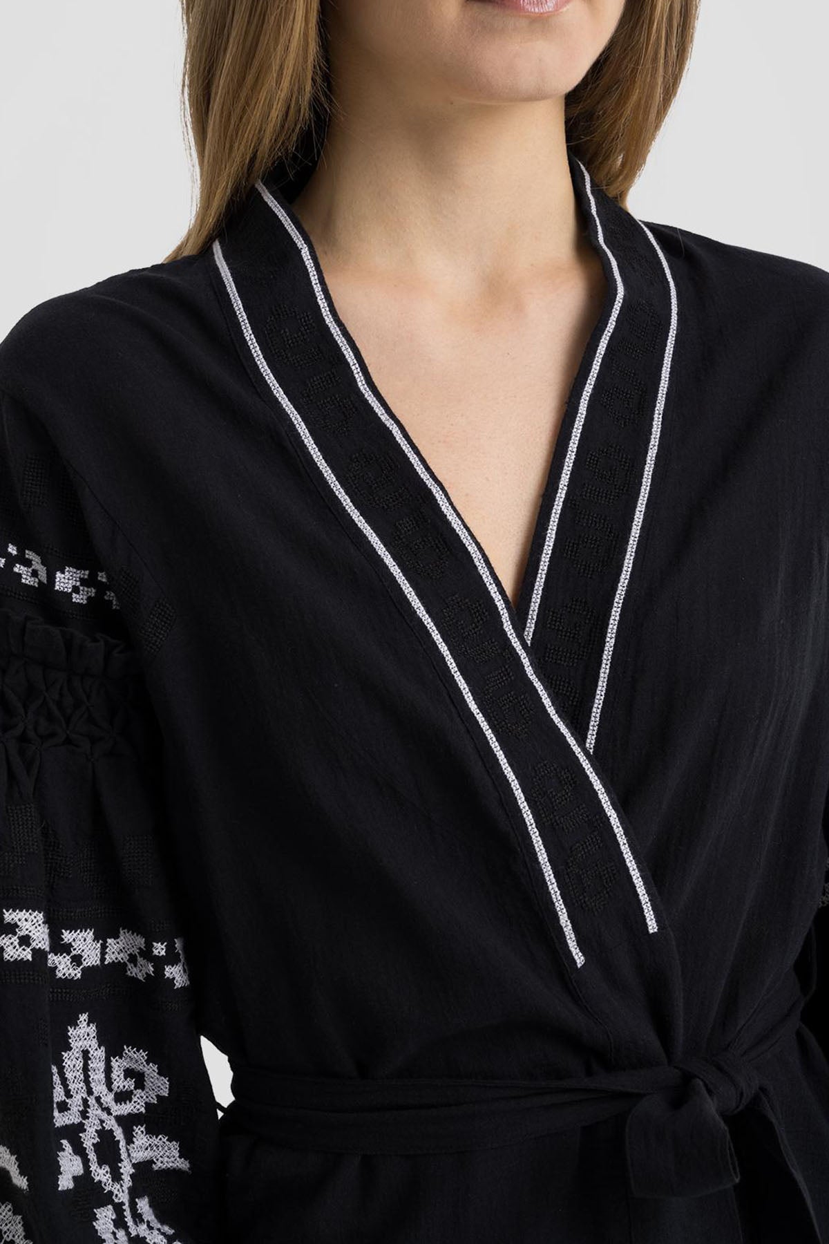 Replay Nakış Desenli Belden Kuşaklı Balon Kol Gömlek-Libas Trendy Fashion Store