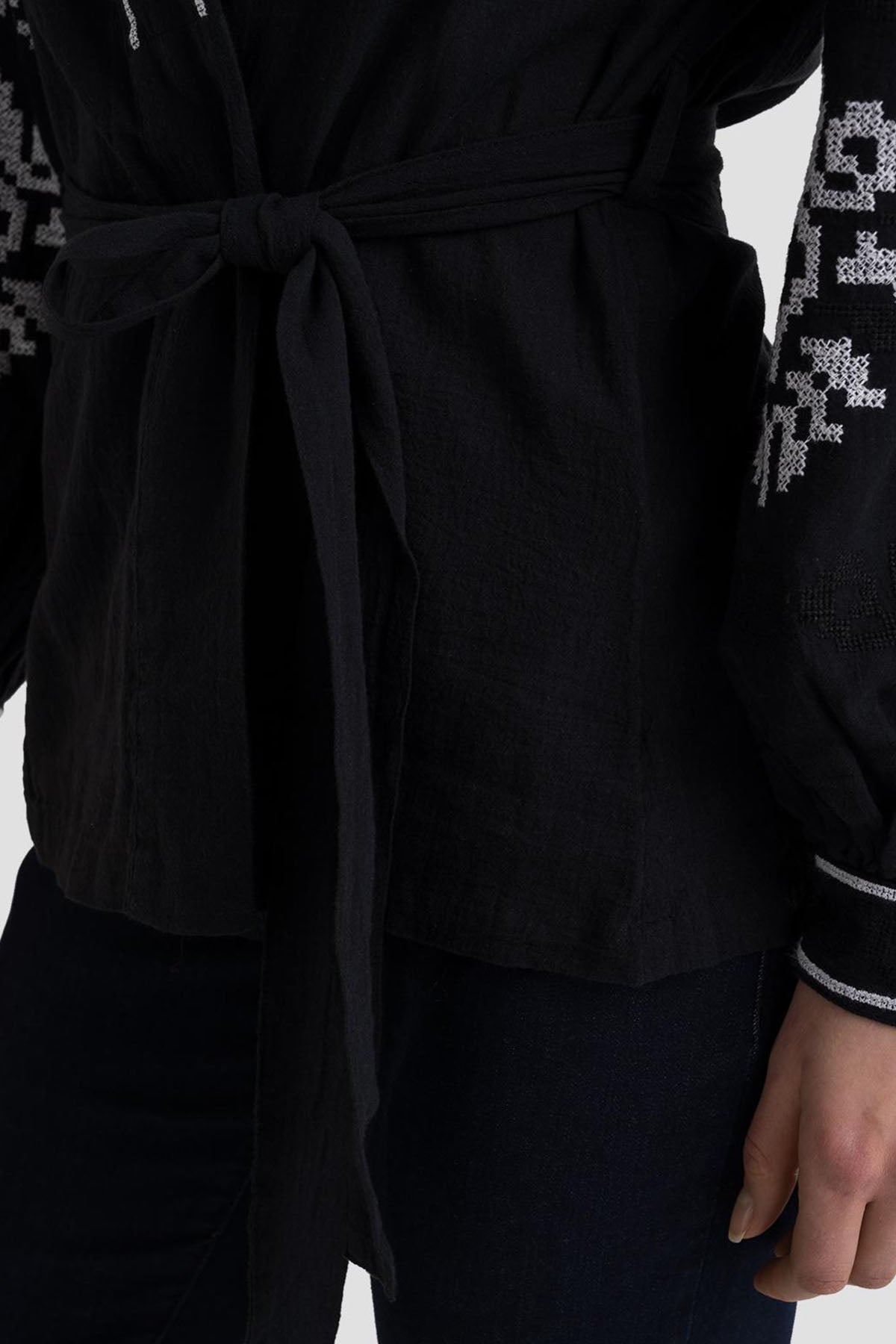 Replay Nakış Desenli Belden Kuşaklı Balon Kol Gömlek-Libas Trendy Fashion Store