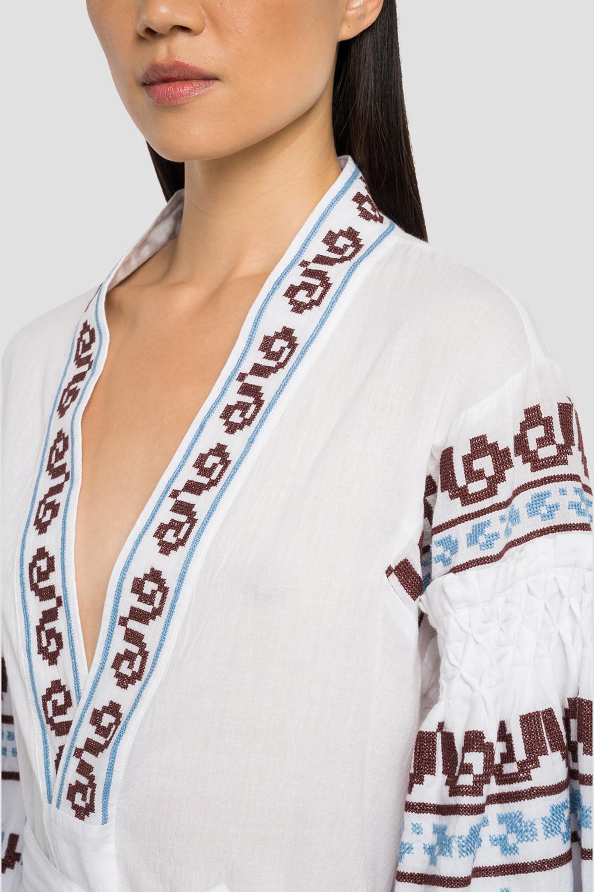 Replay Nakış Desenli Belden Kuşaklı Balon Kol Gömlek-Libas Trendy Fashion Store