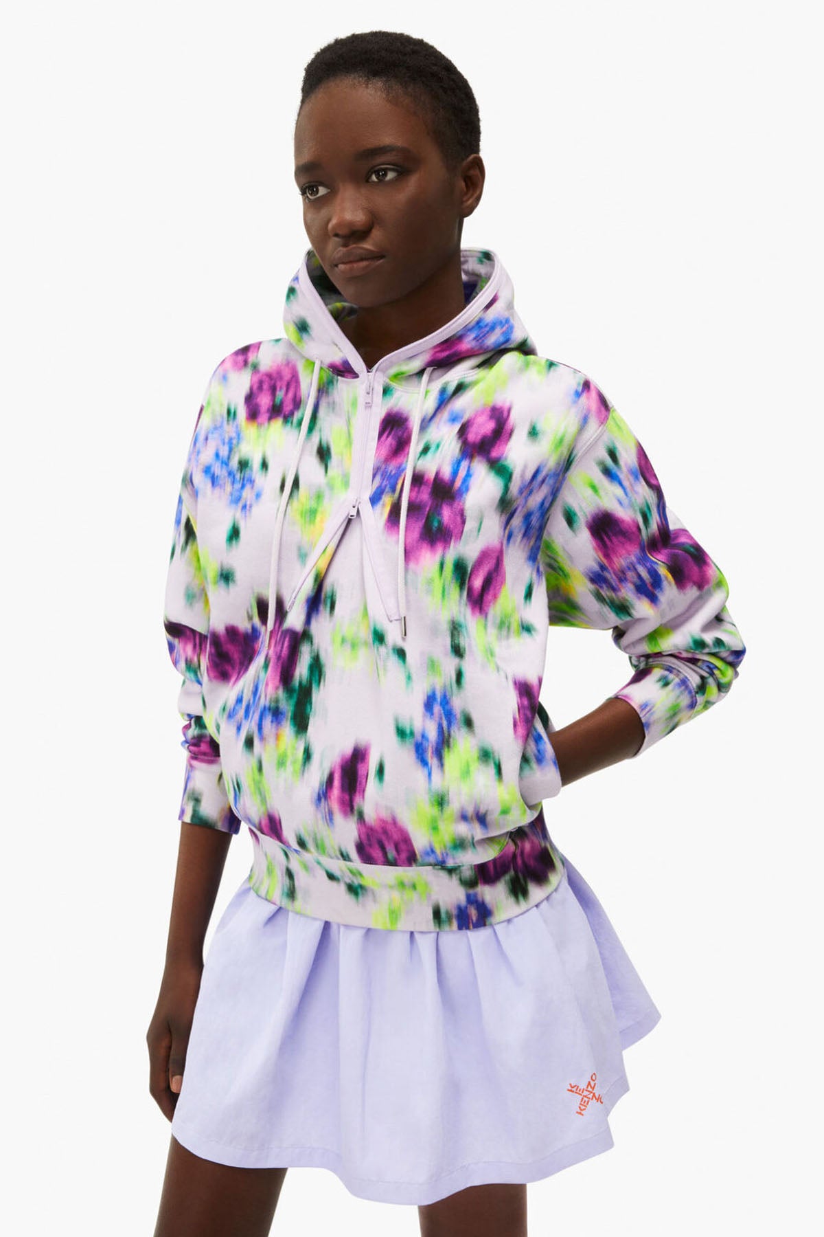 Kenzo Fermuar Detaylı Batik Desenli Kapüşonlu Sweatshirt-Libas Trendy Fashion Store