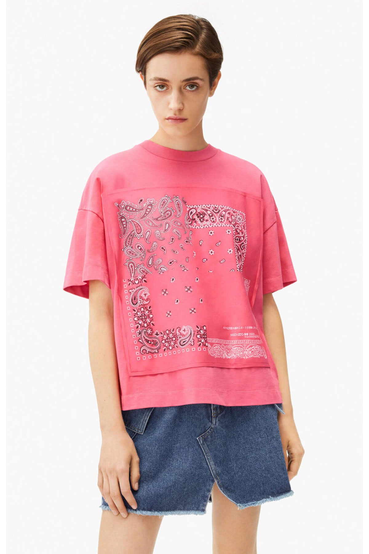 Kenzo Şal Desenli Loose Fit T-shirt-Libas Trendy Fashion Store