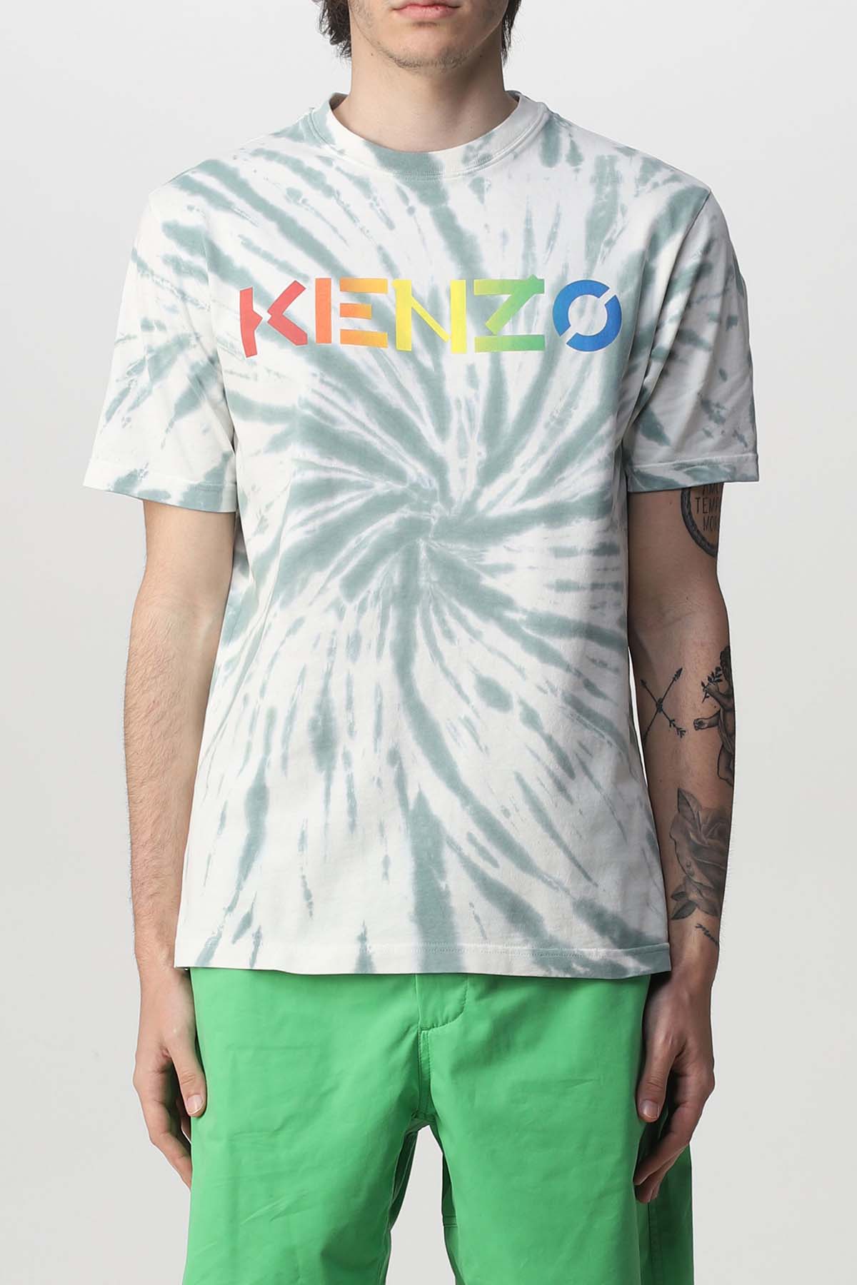 Kenzo Yuvarlak Yaka Renkli Logolu Batik T-shirt-Libas Trendy Fashion Store