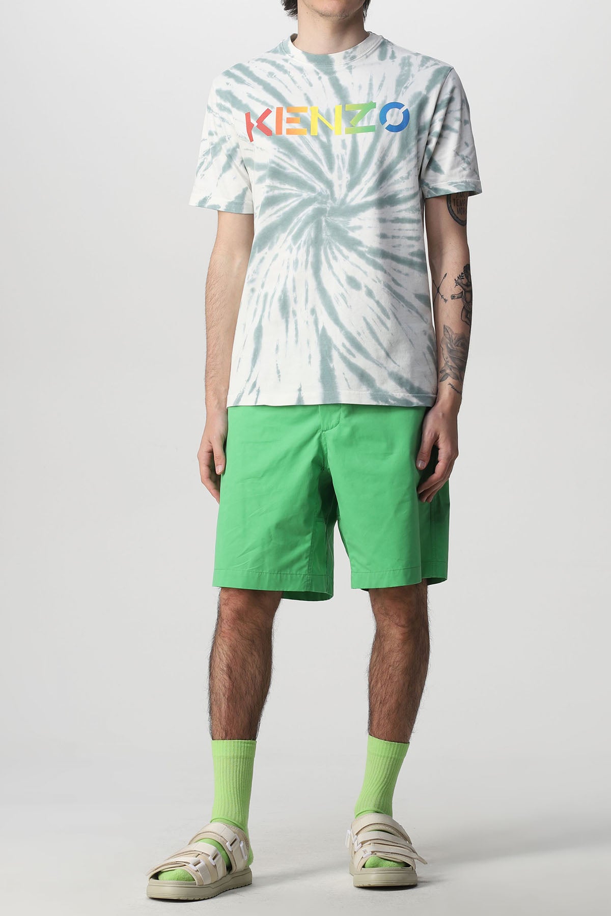 Kenzo Yuvarlak Yaka Renkli Logolu Batik T-shirt-Libas Trendy Fashion Store