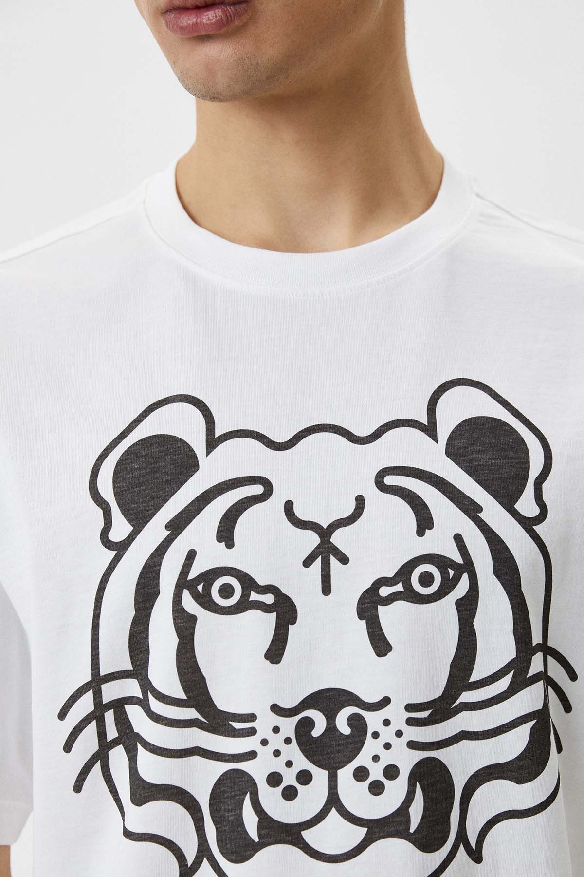 Kenzo Yuvarlak Yaka Kaplan Logolu T-shirt-Libas Trendy Fashion Store