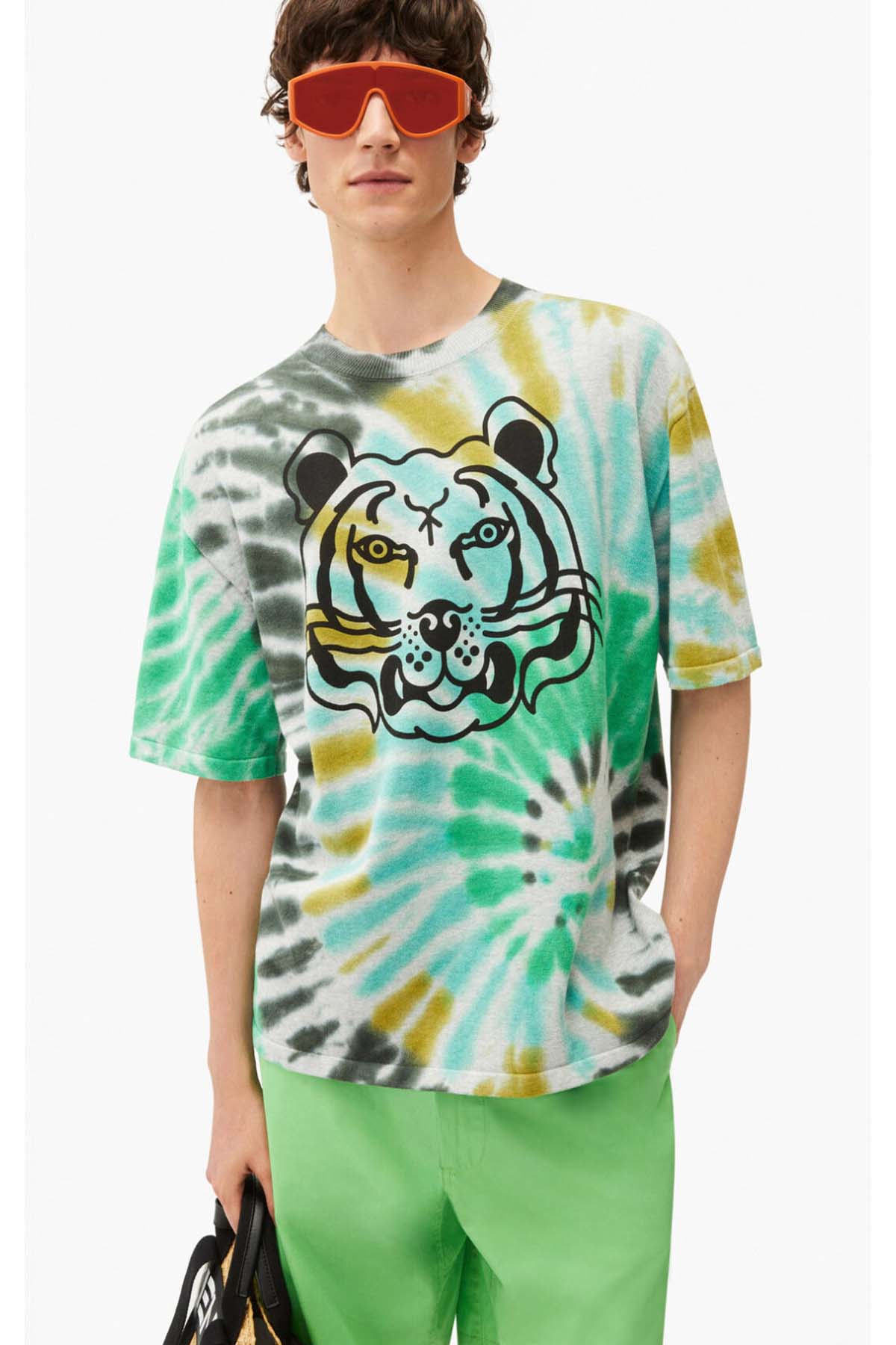 Kenzo Geniş Kesim Kaplan Logolu Triko T-shirt-Libas Trendy Fashion Store