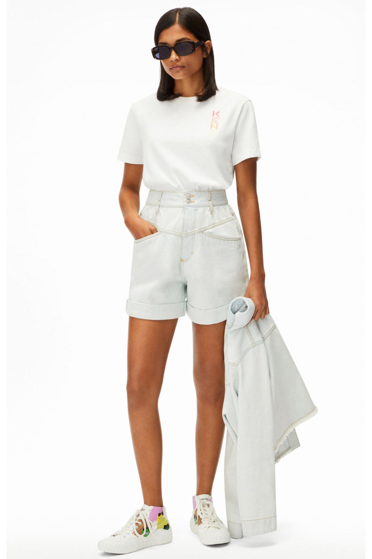 Kenzo Yüksek Bel Jean Şort-Libas Trendy Fashion Store