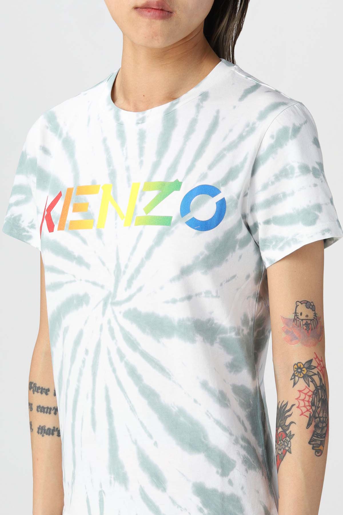 Kenzo Yuvarlak Yaka Renkli Logolu Batik T-shirt-Libas Trendy Fashion Store