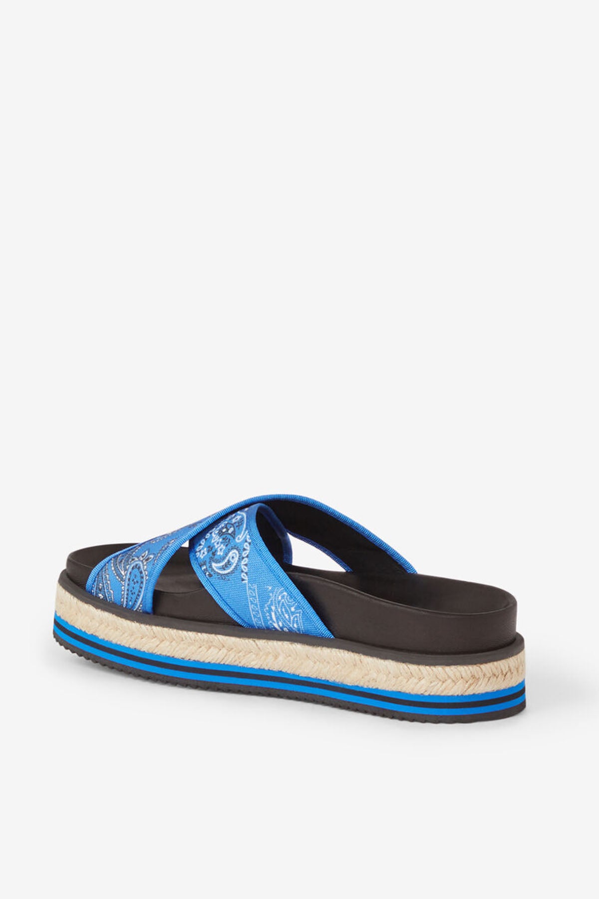 Kenzo Şal Desenli Hasır Tabanlı Çapraz Bantlı Terlik-Libas Trendy Fashion Store